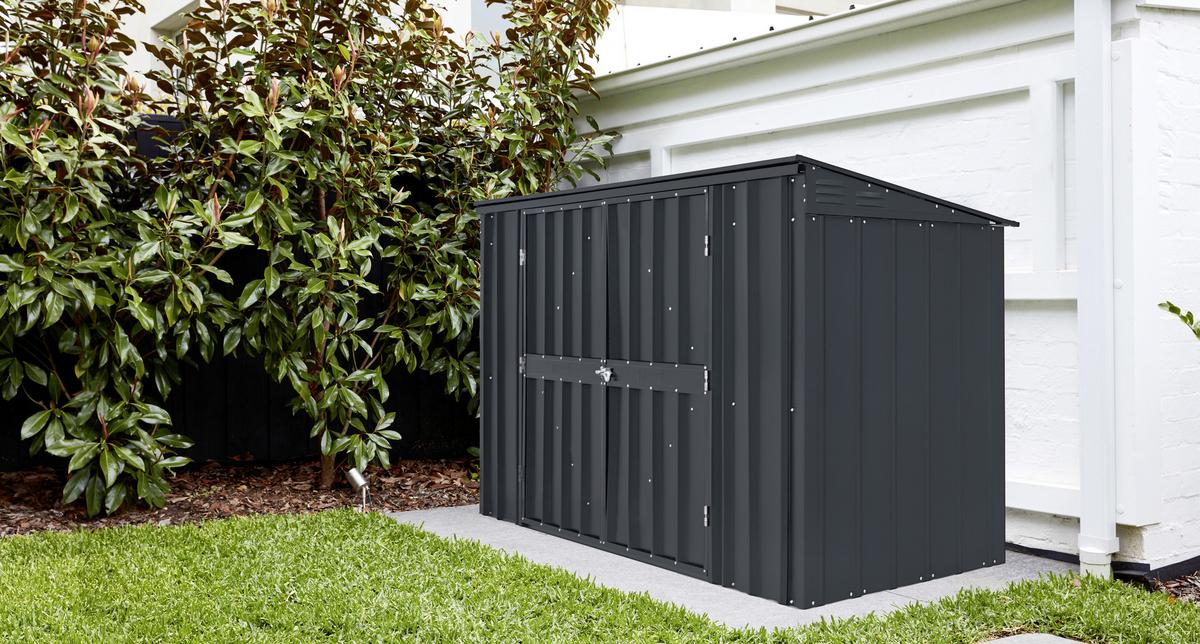 Mülltonnenbox für 3 Tonnen BxHxT 236x131,5x101cm + Pultdach - Anthrazit, Basics, Metall (236/131,5/101cm)