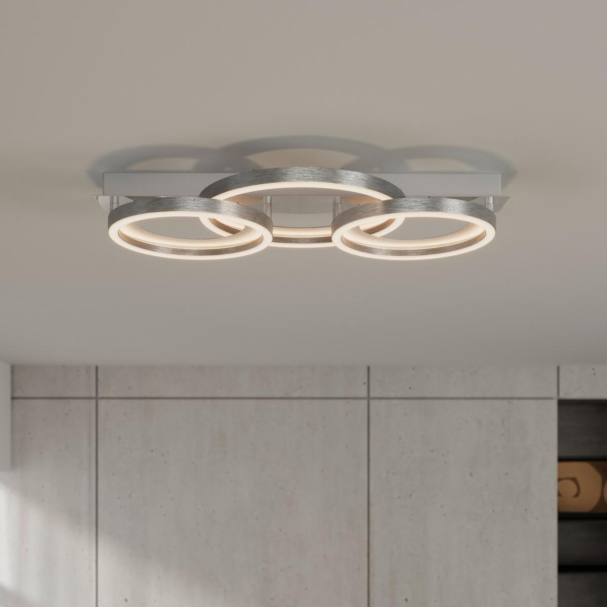 LED-DECKENLEUCHTE CILIA - Chromfarben/Silberfarben, Basics, Kunststoff/Metall (58,5/30,4/8cm) - Luca Bessoni