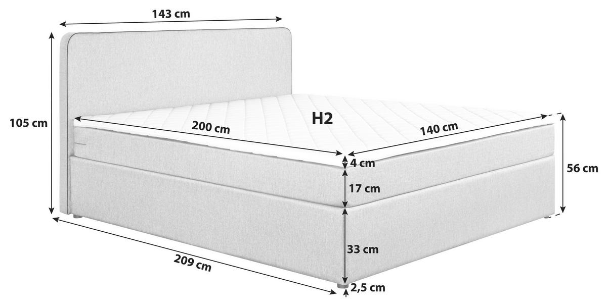 Boxbett mit Topper 140x200 cm Anton - Beige, KONVENTIONELL, Holz/Textil (140/200cm) - P & B