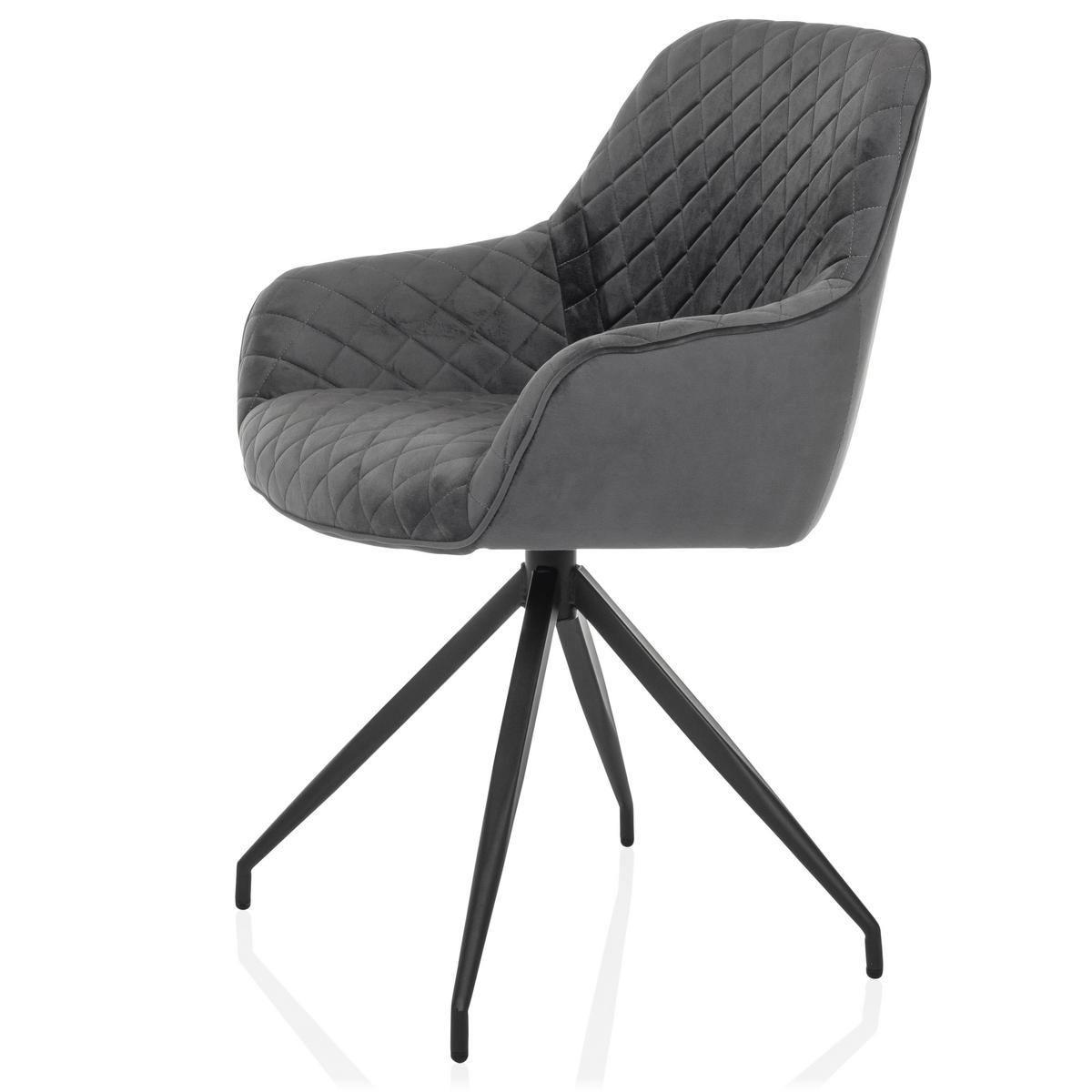 Armlehnstuhl Elverum Grau B: 58 Cm - Schwarz/Grau, MODERN, Textil/Metall (58/87/57cm) - MID.YOU