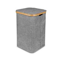 Wäschetonne mit Deckel Nantje Grau, 33x54x33 cm - Braun/Grau, MODERN, Holz/Textil (33/54/33cm) - Luca Bessoni