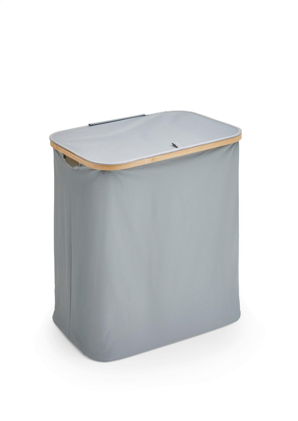 Wäschekorb Grau B: 57 cm - Grau, Design, Holzwerkstoff/Textil (57/60/37cm) - MID.YOU