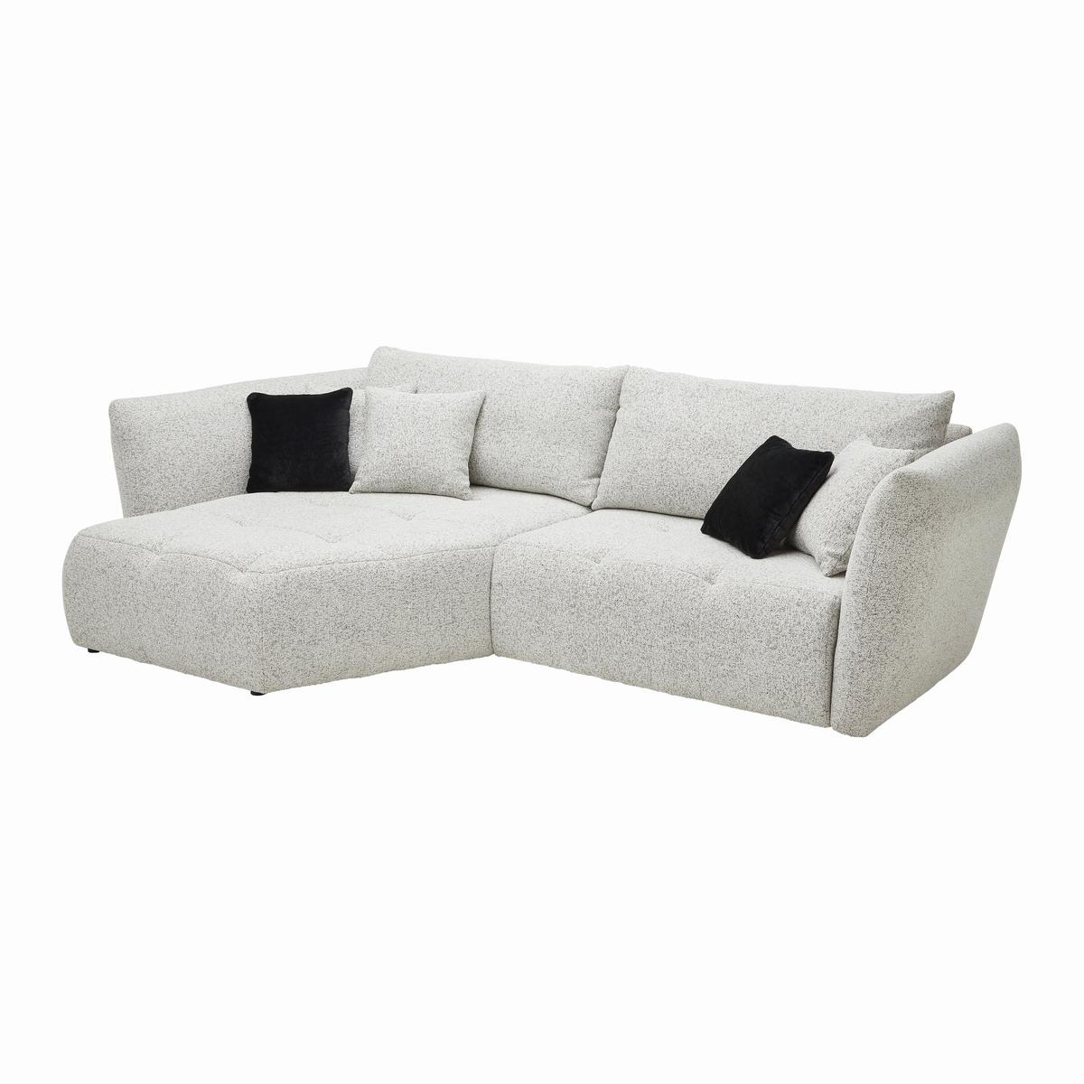 Sedacia súprava BONNY, ľavá, béžová / čierna, 5x vankúš - čierna/béžová, Modern, drevo/textil (193/85-105/300cm) - Premium Living
