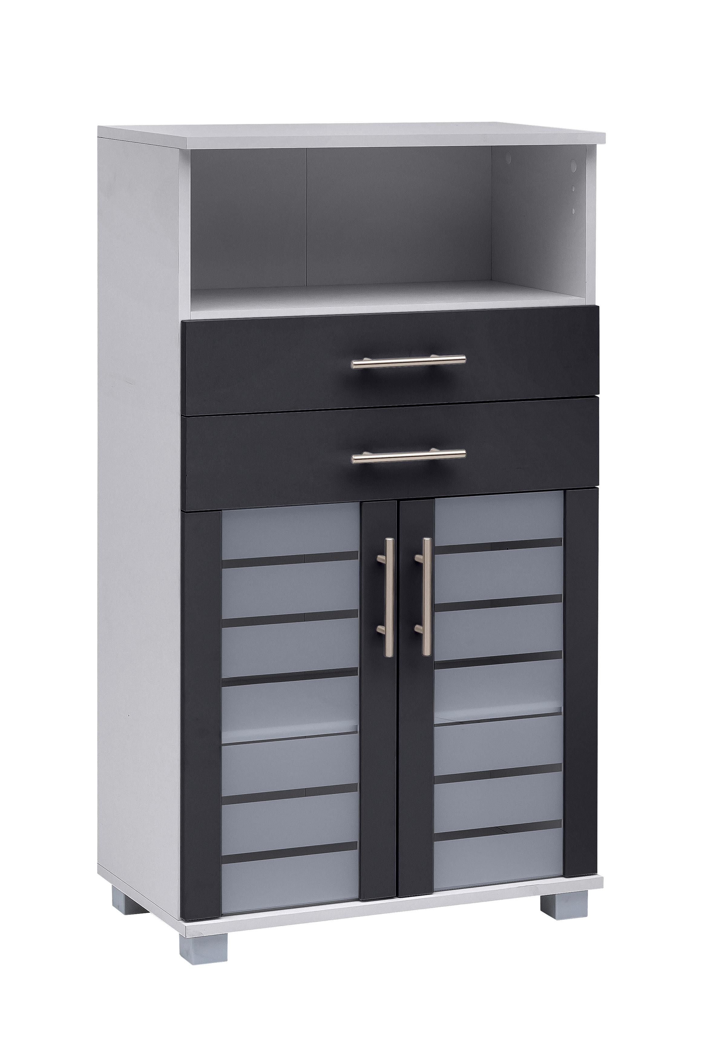 Midischrank Niko Anthr./Silberfarben B: 59,8cm - Anthrazit/Silberfarben, MODERN, Glas/Holzwerkstoff (59,8/110,5/32,6cm) - MID.YOU