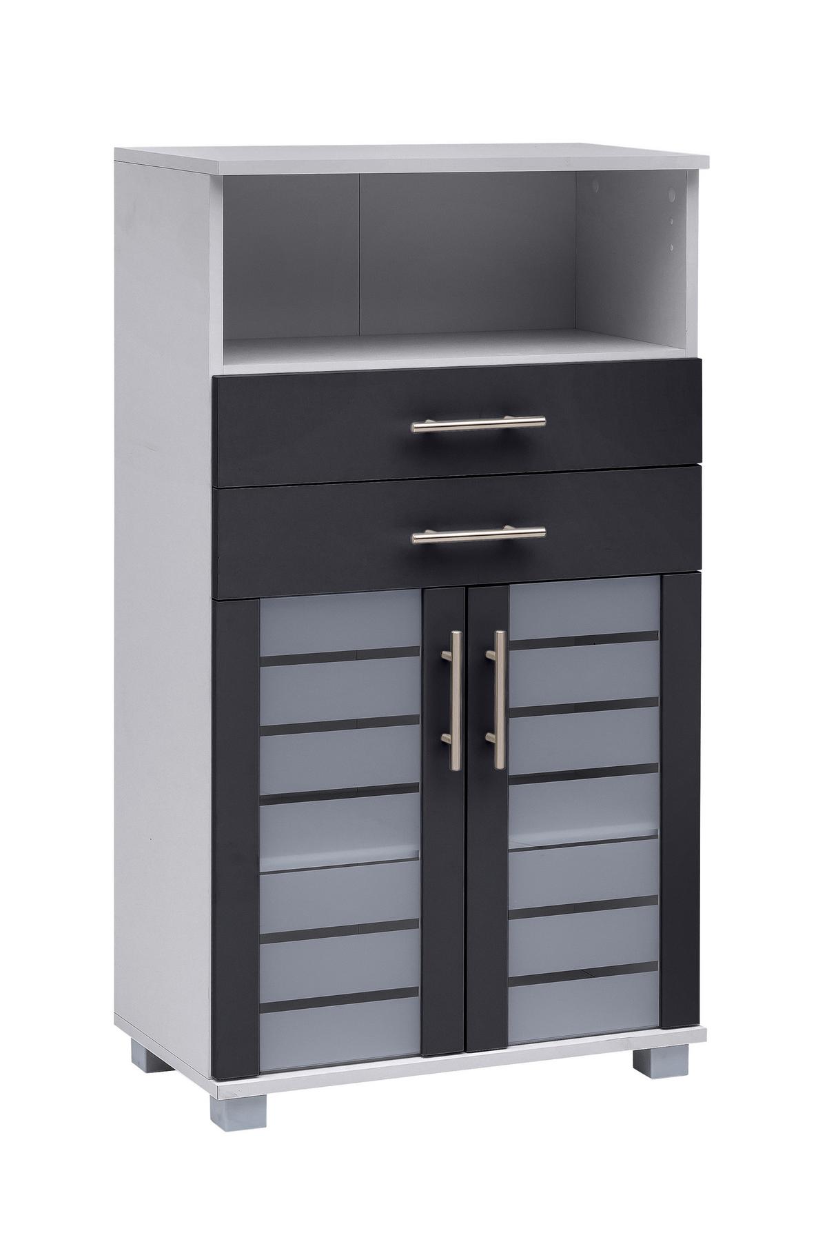 Midischrank Niko Anthr./Silberfarben B: 59,8cm - Anthrazit/Silberfarben, MODERN, Glas/Holzwerkstoff (59,8/110,5/32,6cm) - MID.YOU