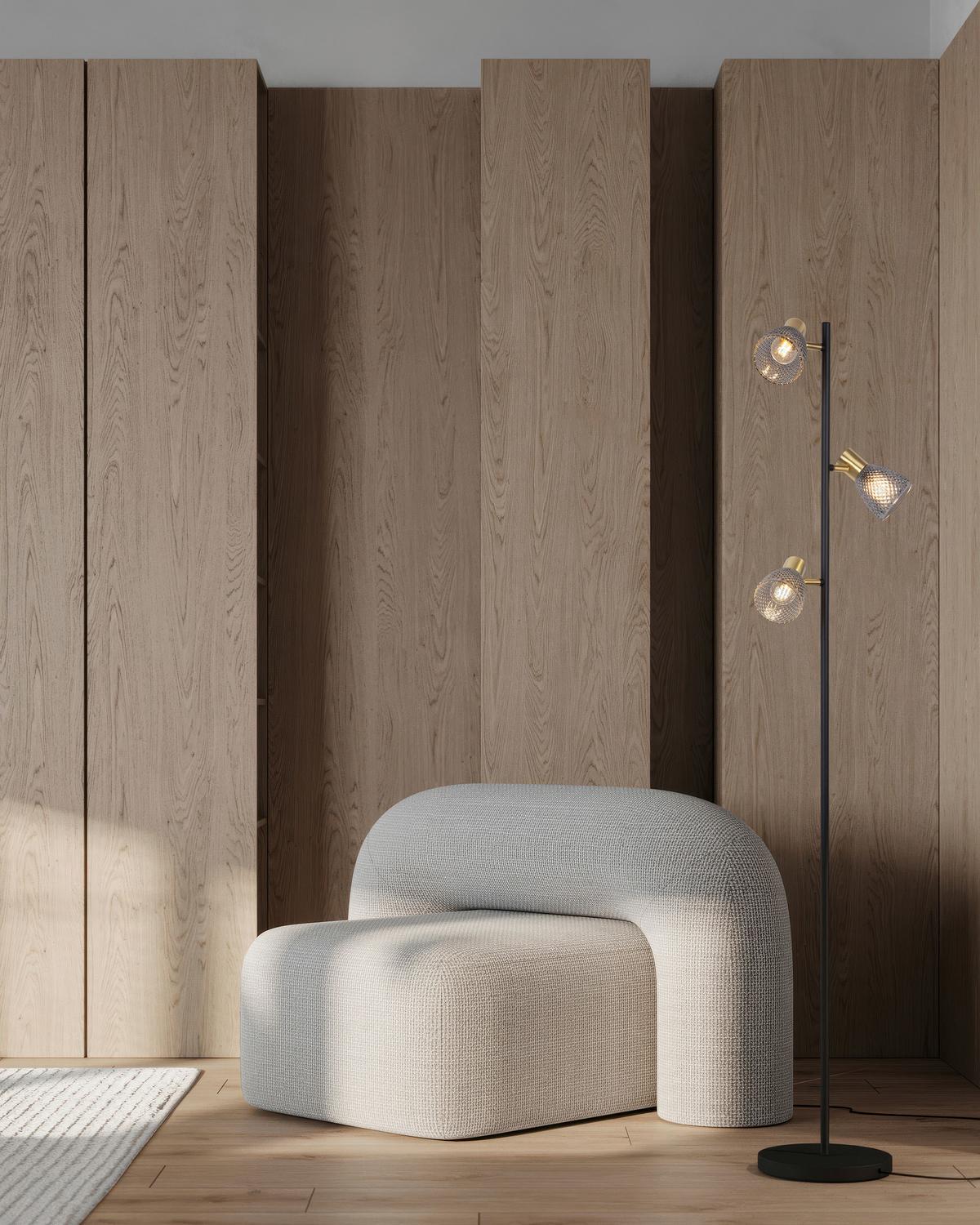 Stehleuchte Exkl. E14, 40w - Schwarz, LIFESTYLE, Glas/Metall (23/154cm) - Näve