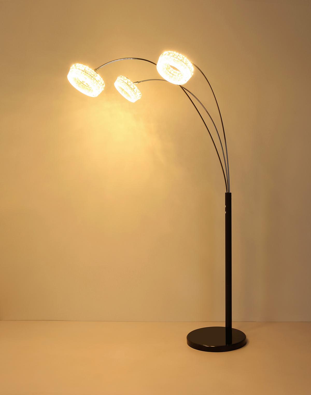 Led-stehleuchte Memory-Funktion - Klar/Schwarz, Design, Glas/Kunststoff (82,5/102/190cm) - Globo