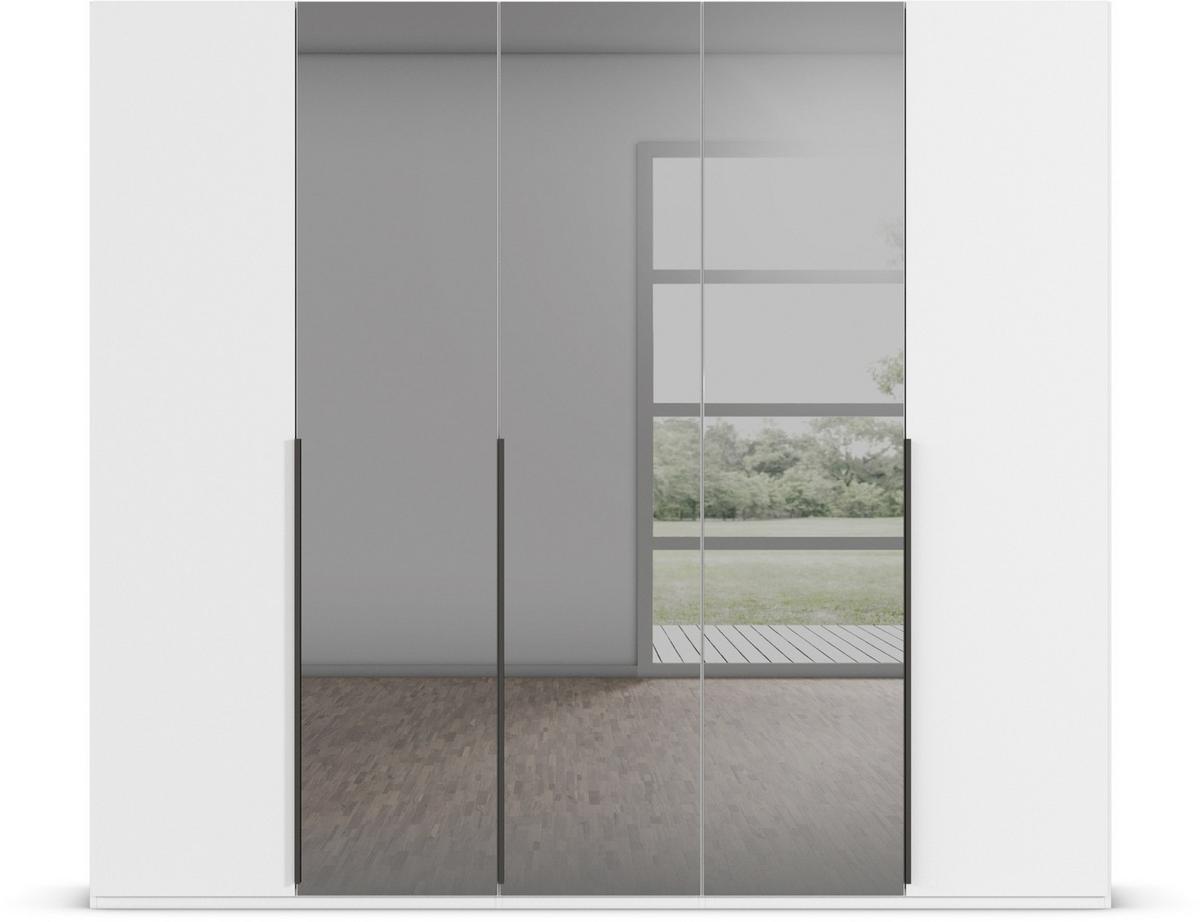Drehtürenschrank Paola Grau Weiß B: 251 cm - Weiß/Grau, Trend, Glas/Holzwerkstoff (251/223/61cm) - Rauch Möbel