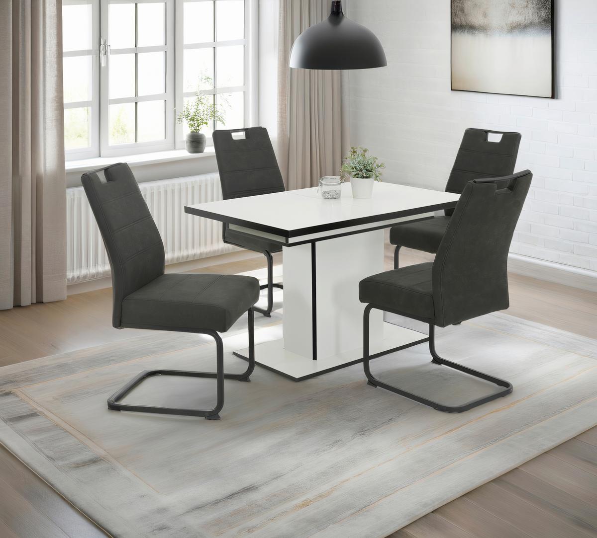 ESSTISCH ALICE II T - Schwarz/Weiß, MODERN, Holzwerkstoff (80/120-160/76cm) - P & B