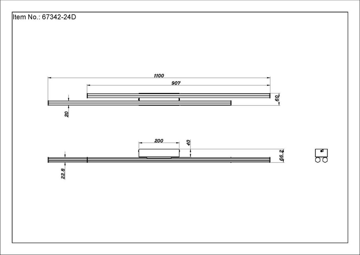 LED-Deckenleuchte 67342-24d Kirina - Schwarz/Weiß, Design, Kunststoff (110/6/6,6cm) - Globo