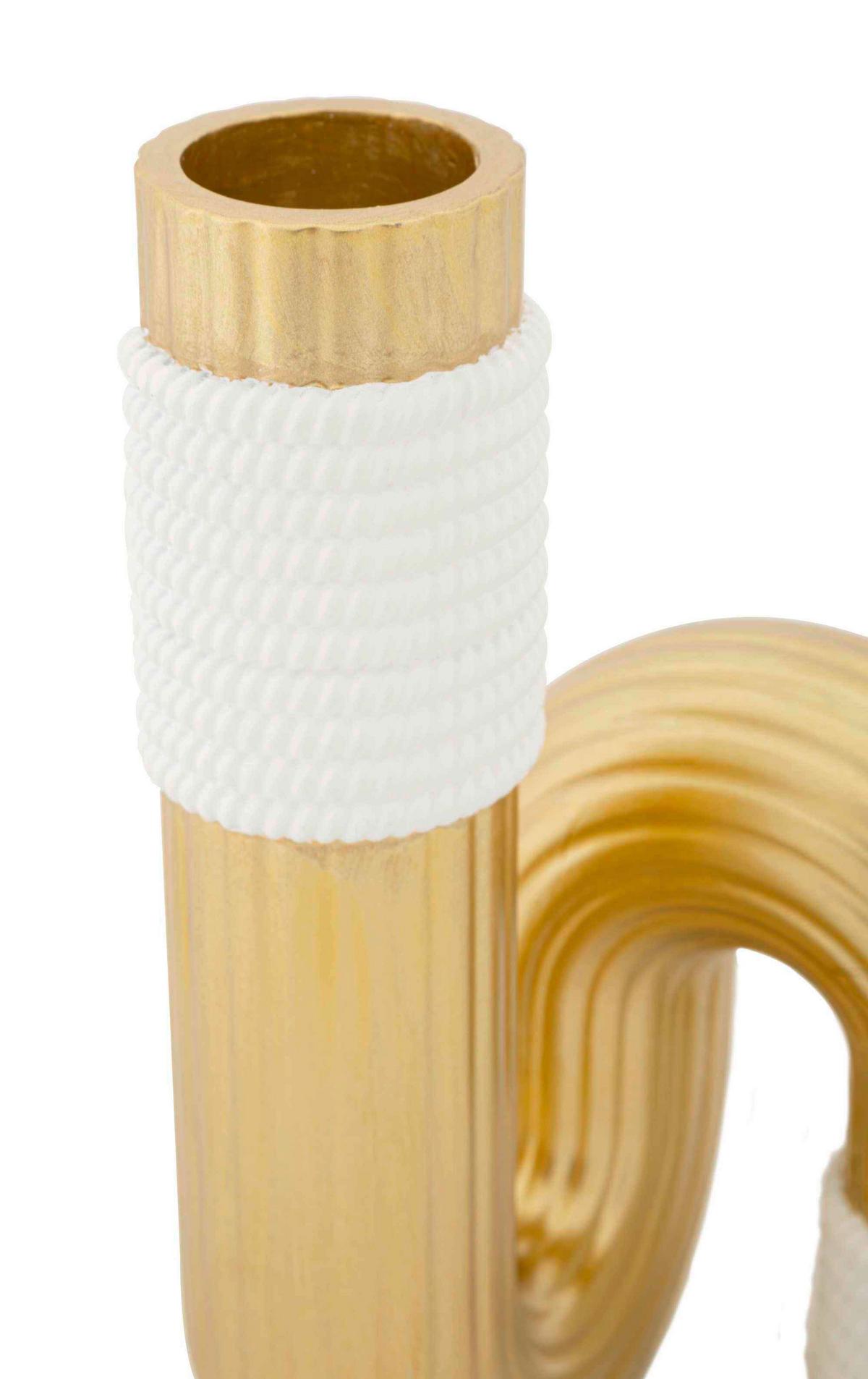 Vase Bann Weiß, Goldfarben B: 10,7 cm - Goldfarben/Weiß, Basics, Kunststoff (10.7/18.3/10.7cm)