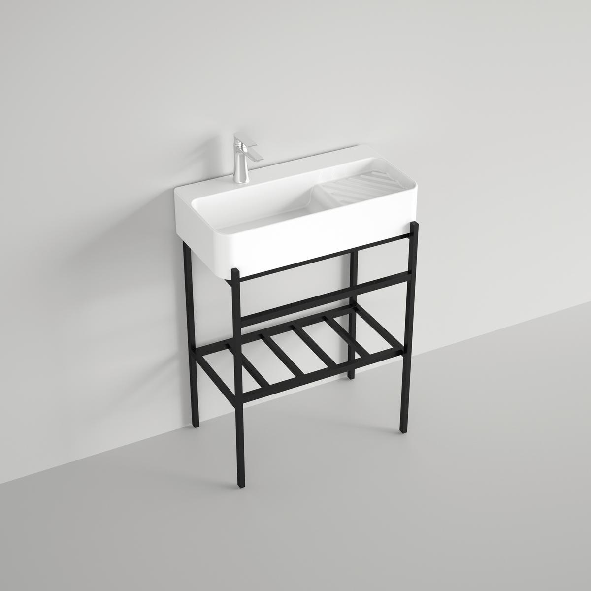 Waschbecken Delta 60 - Schwarz/Weiß, KONVENTIONELL, Keramik/Metall (60/82/31cm) - Sanotechnik