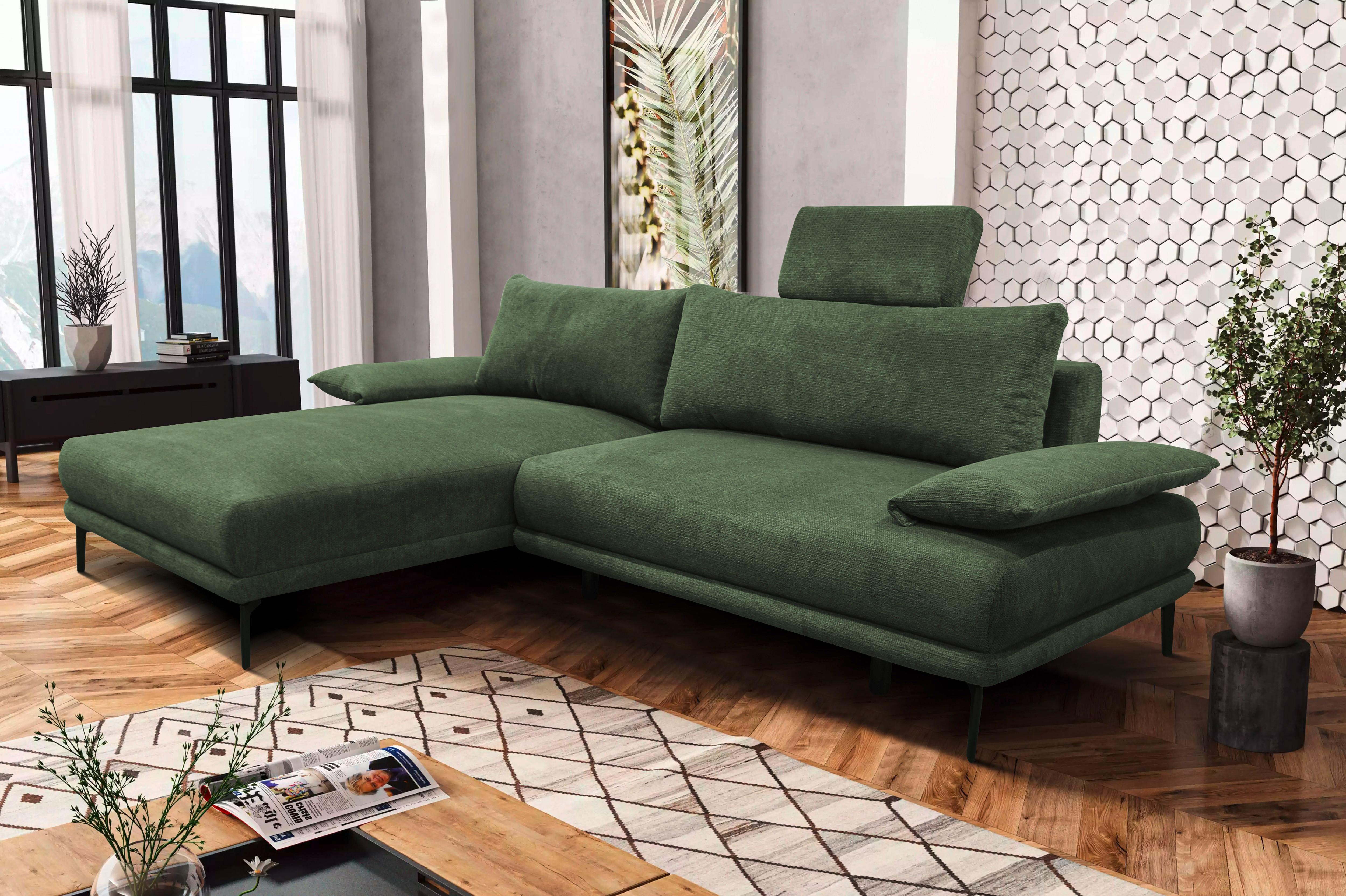 Ecksofa Mit Bettkasten Lagacy 192x260 Cm Webstoff Grün - Schwarz/Grün, Design, Textil (192/260cm) - MID.YOU