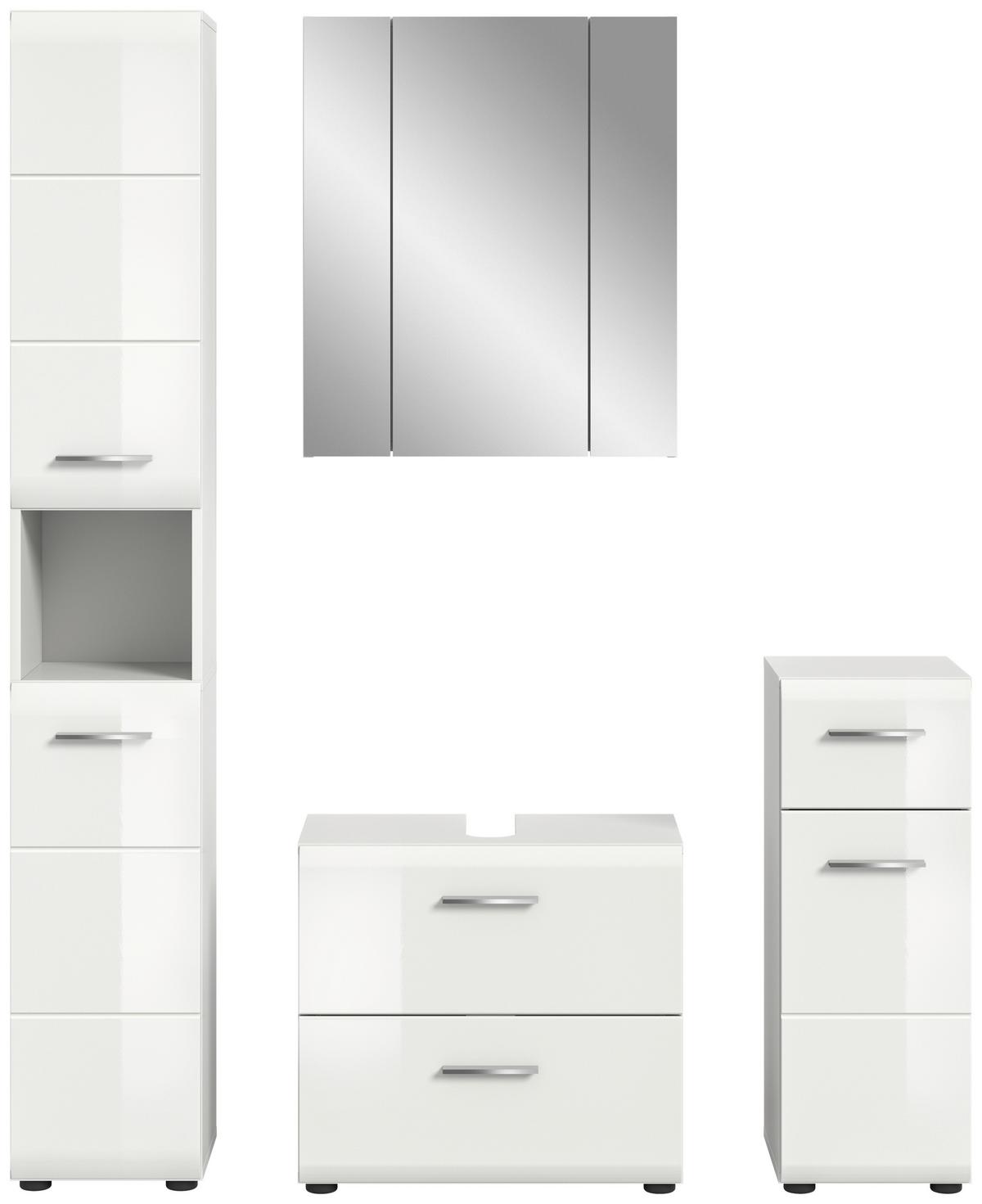 Badezimmer Ice Weiß Hg B: 120 Cm - Weiß Hochglanz/Schwarz, MODERN, Holzwerkstoff (120/185/30cm) - MID.YOU