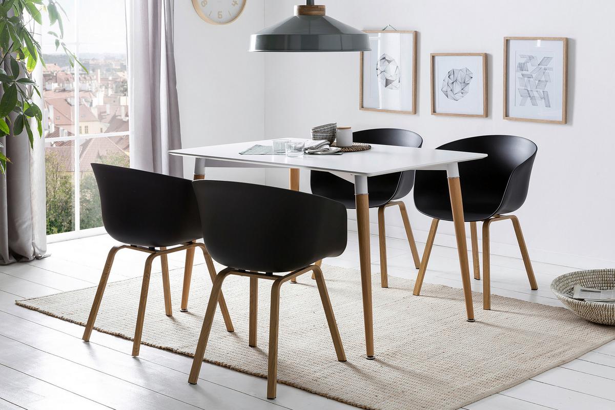 Armlehnstuhl-Set Schwarz B: 54,5 cm - Schwarz/Naturfarben, MODERN, Kunststoff/Metall (54,5/77,5/54cm) - Livetastic