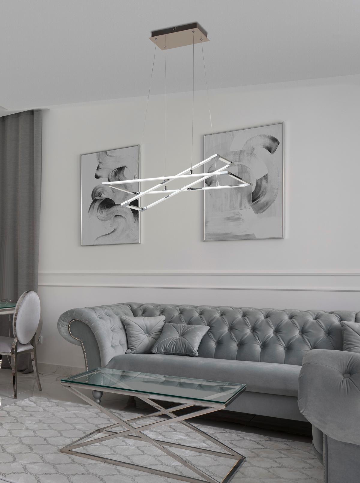 Led-pendelleuchte A0033-320 Kseros - Silberfarben, Design, Metall (60/30/120cm)