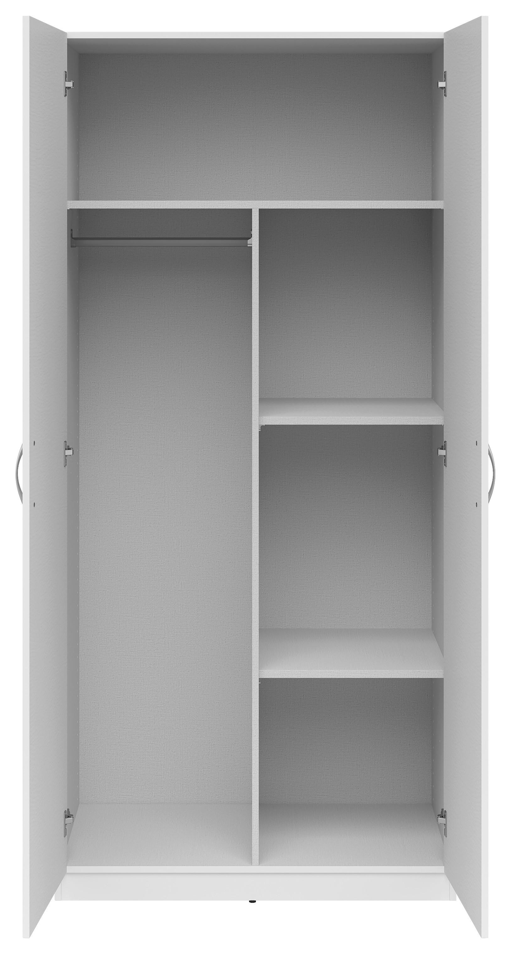 Kleiderschrank mit Kleiderstange und drei Einlegeböden