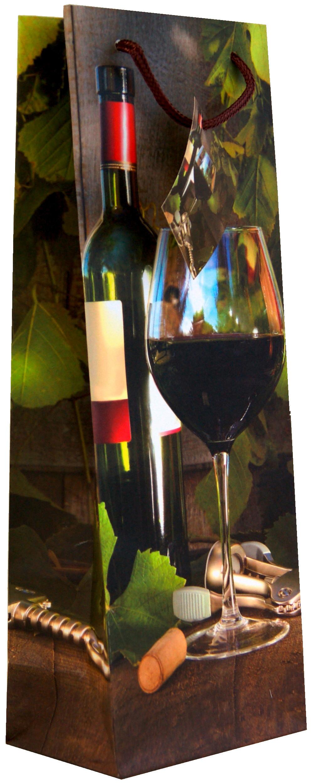 Geschenktasche Weinmotive Karton 13x36 cm mit Tragegriff