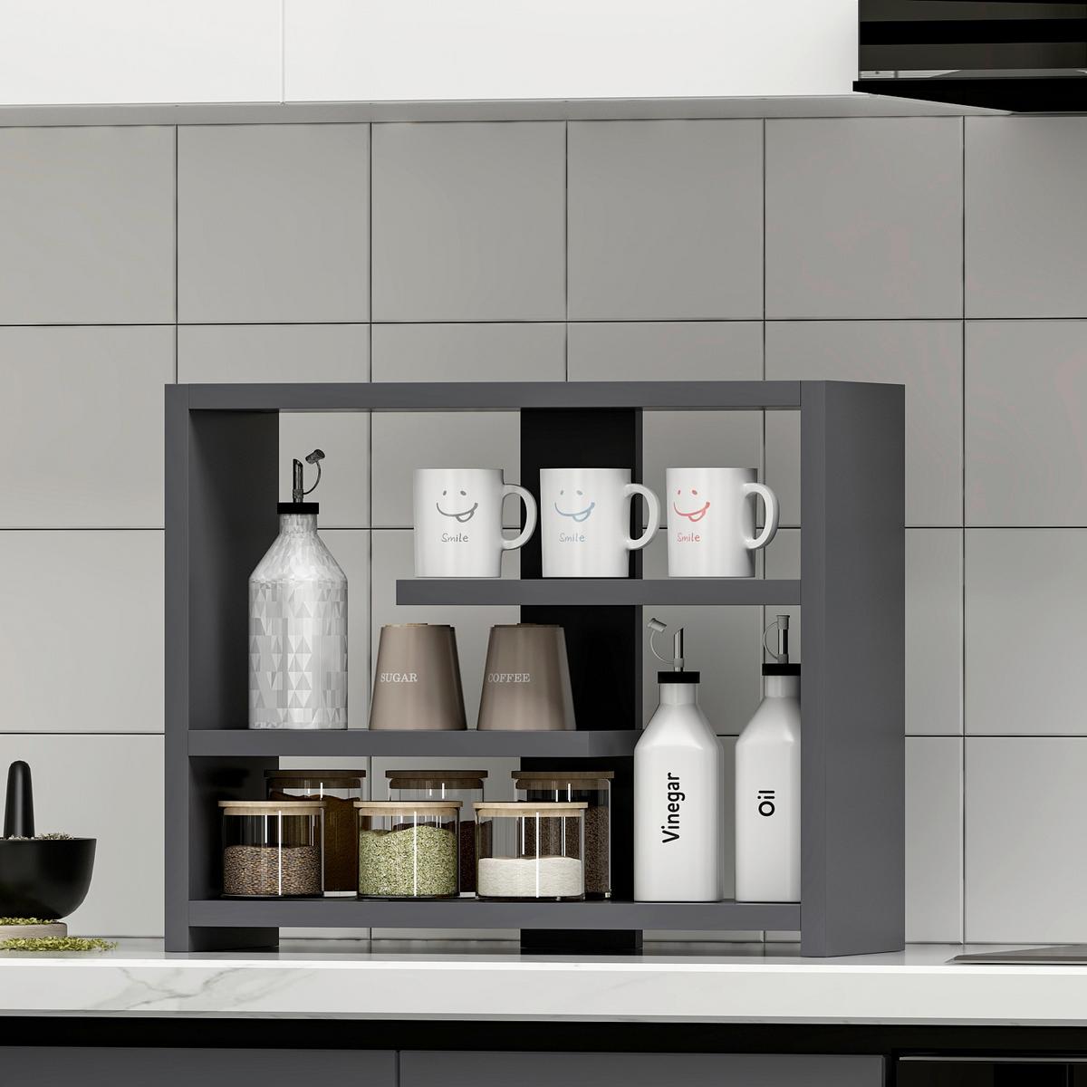 Wandregal Gupse Anthrazit B: 49 Cm - Anthrazit, Design, Holzwerkstoff (49/40/21cm) - Livetastic