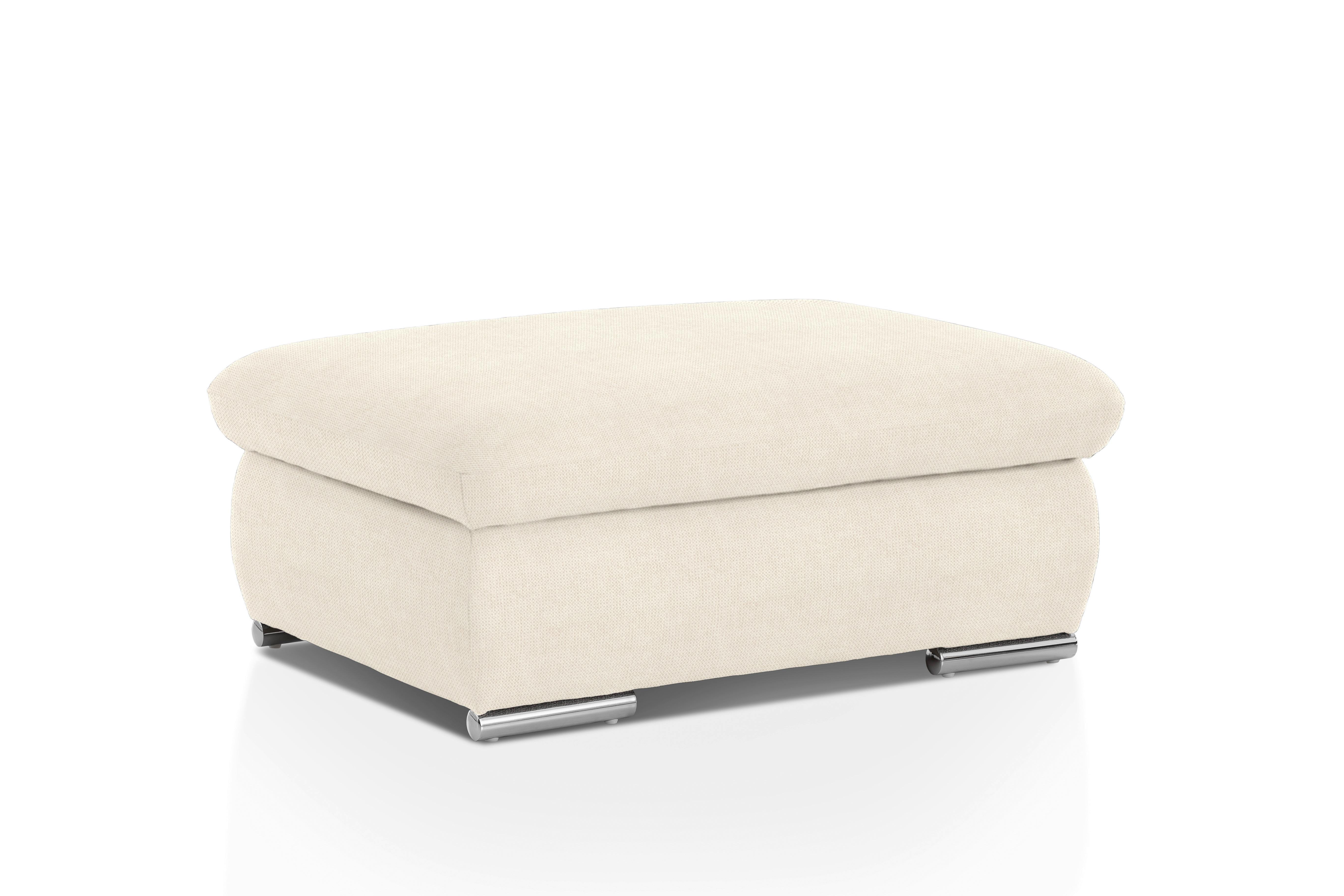 Polsterhocker Isona Creme Chenille - Chromfarben/Creme, Design, Textil (101/45/74cm) - Livetastic
