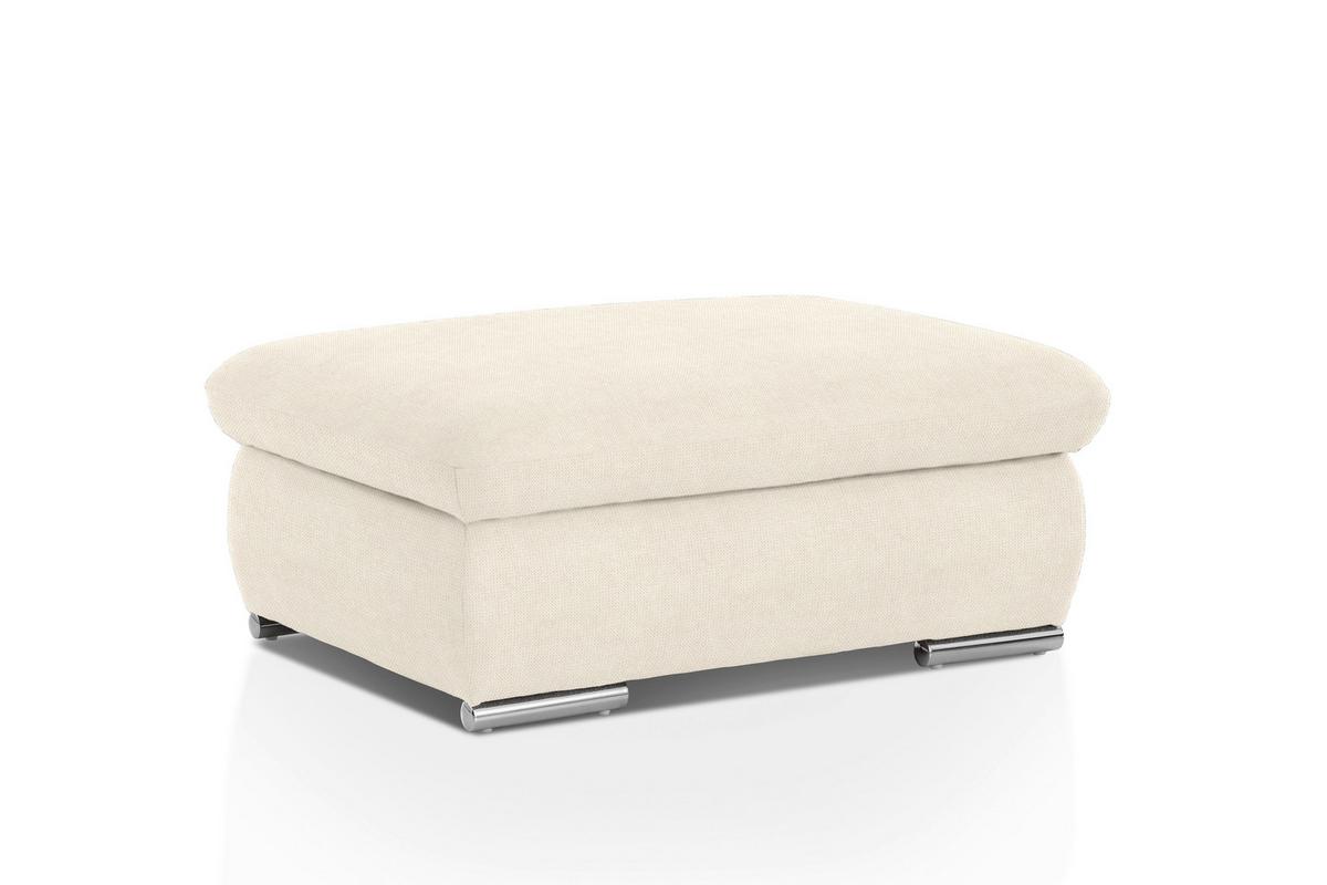 Polsterhocker Isona Creme Chenille - Chromfarben/Creme, Design, Textil (101/45/74cm) - Livetastic