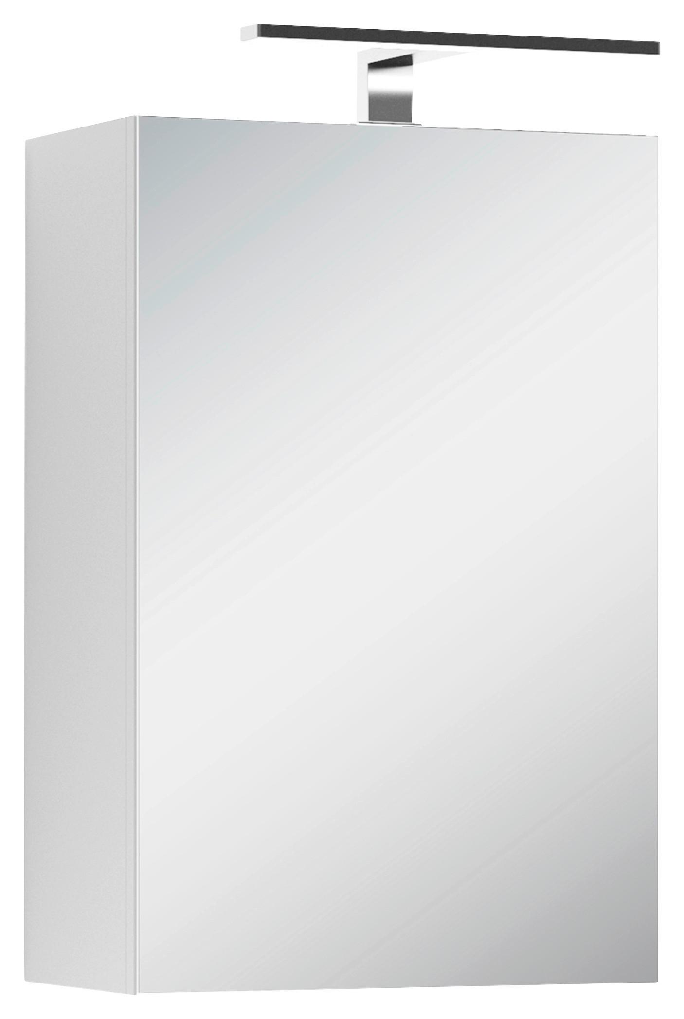 Spiegelschrank Spree mit LED 1 Tür BHT 40x60x20 cm Weiß - Weiß, MODERN, Glas/Holzwerkstoff (40/60/20cm) - MID.YOU