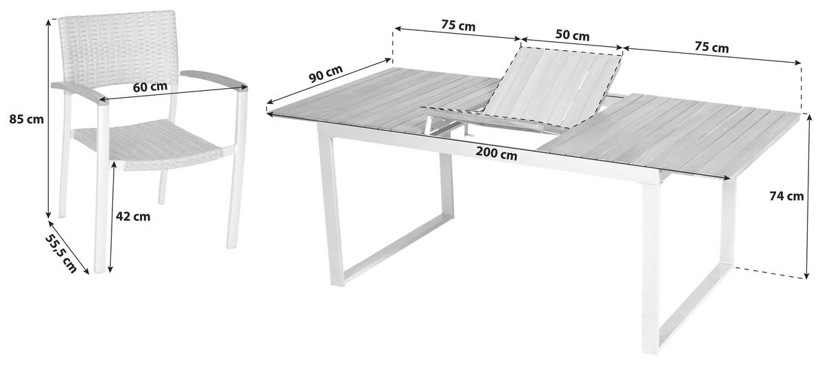 Gartengarnitur 7-Tlg. Silano Alu/Holz/Kunststoff - Naturfarben, ROMANTIK / LANDHAUS, Holz/Kunststoff - Gardenson