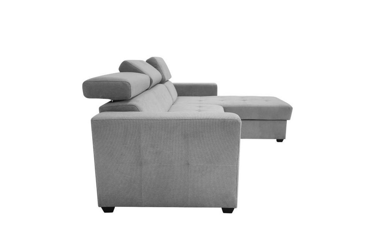 Rohová sedačka MARCO, oboustranná, šedý velur - šedá/černá, Konvenční, kov/dřevo (238/78-94/170cm)