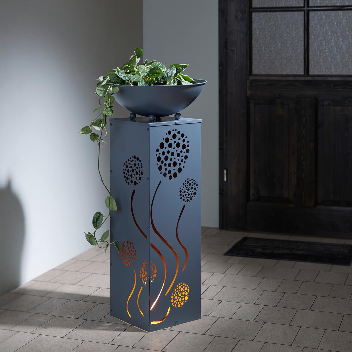 Led Dekosäule Mit Schale Pusteblume H: 87 Cm - Grau, Basics, Metall (38/38/87cm)