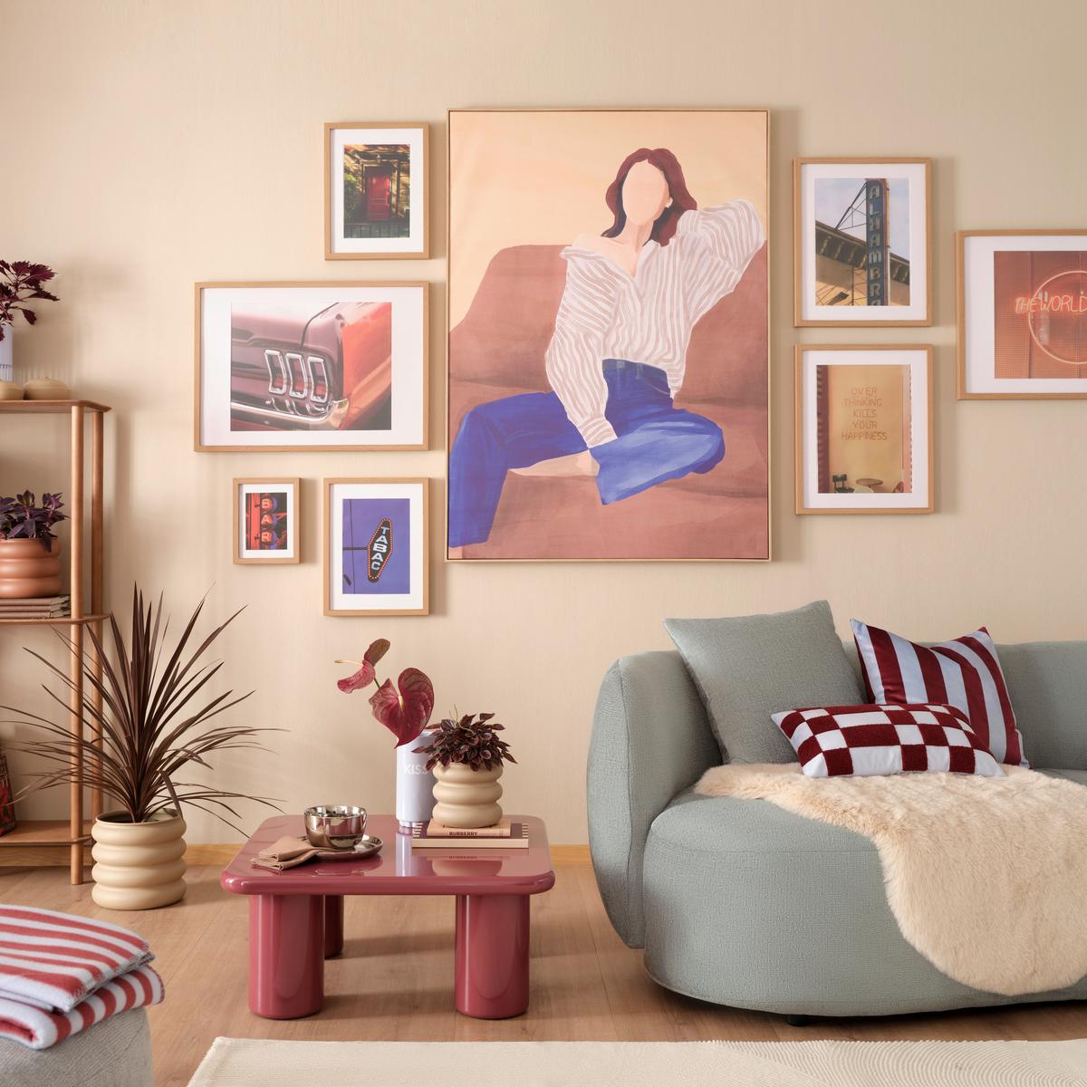 Obraz na plátne Denise - přírodní barvy/béžová, dřevo/textil (60/90cm) - Premium Living