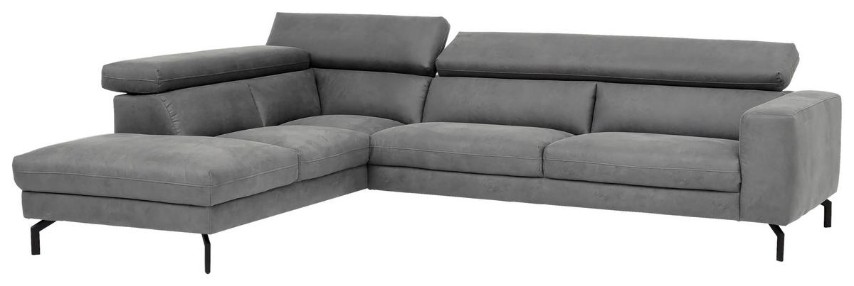 Ecksofa California - Schwarz/Grau, MODERN, Textil (233/305cm) - Trendmanufaktur