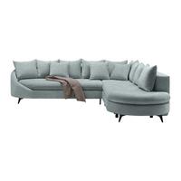 Rohová sedačka AXEL, pravá, světle modrá tkanina - černá/světle modrá, Moderní, kov/textil (291/250cm) - Mömax