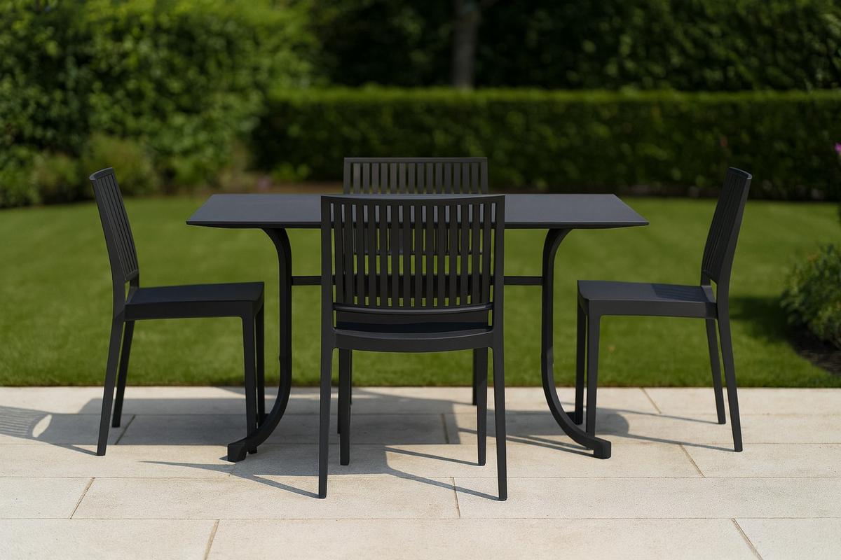 Gartengarnitur T20136 - Anthrazit, Basics, Holzwerkstoff/Kunststoff (57/80/56cm) - Siena Garden