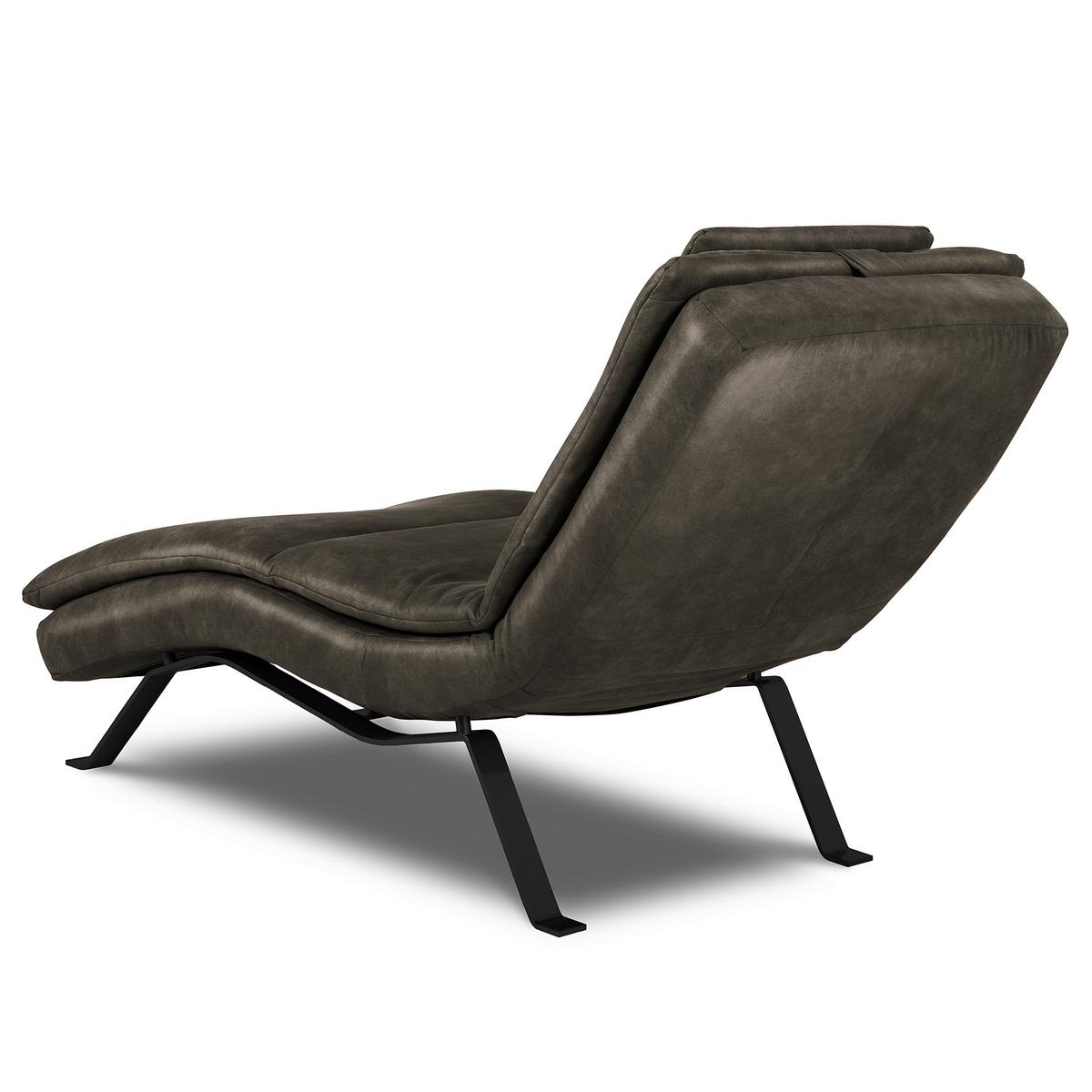 Relaxliege Black Anthrazit, B: 65cm - Anthrazit/Schwarz, Design, Leder (65/95/171cm) - Celina Home