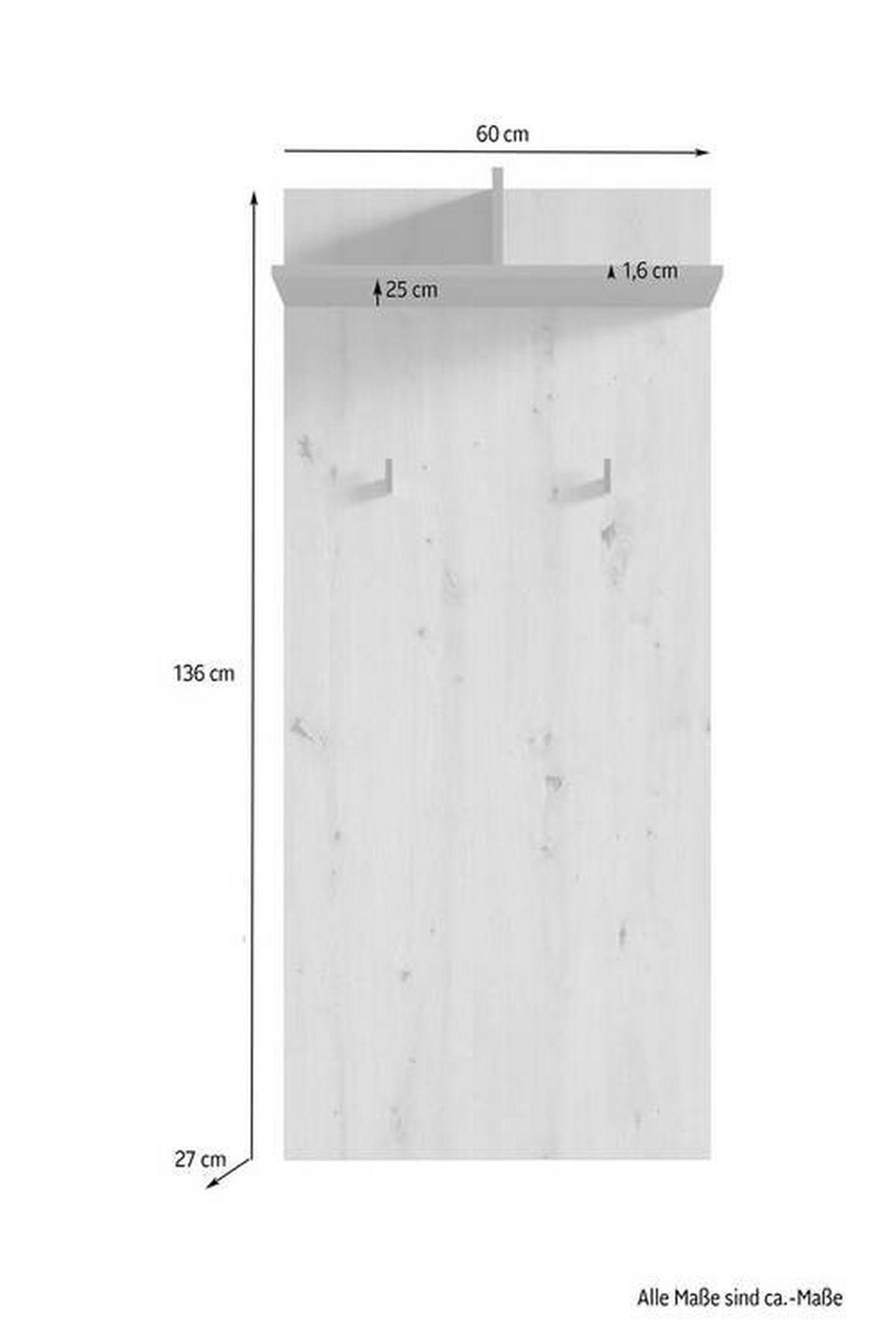 Garderobenpaneel Ben B: 60cm Anthrazit - Anthrazit/Eiche Artisan, MODERN, Holzwerkstoff (60/136/27cm) - MID.YOU