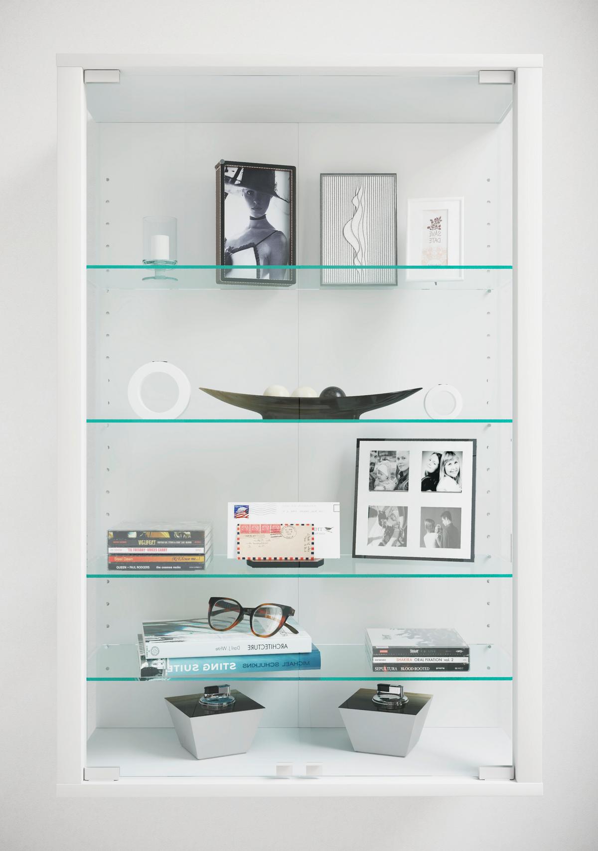 Hängevitrine Udina Weiß B: 59 cm - Klar/Weiß, Design, Glas/Holzwerkstoff (59/91/25cm) - Livetastic