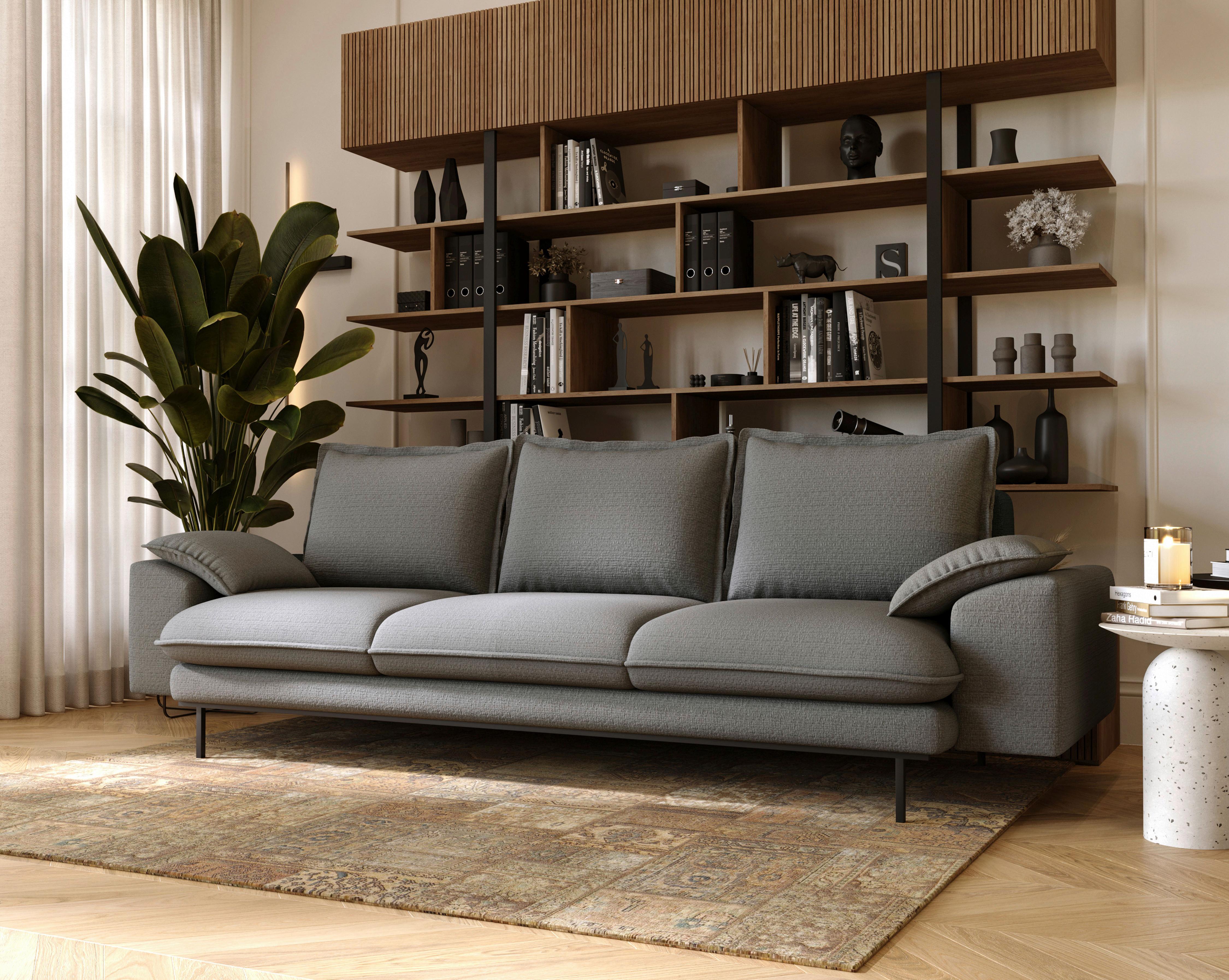 Sierra 3 Dunkelgrau B: 267 cm - Dunkelgrau/Schwarz, Design, Textil (267/92/97cm) - Livetastic