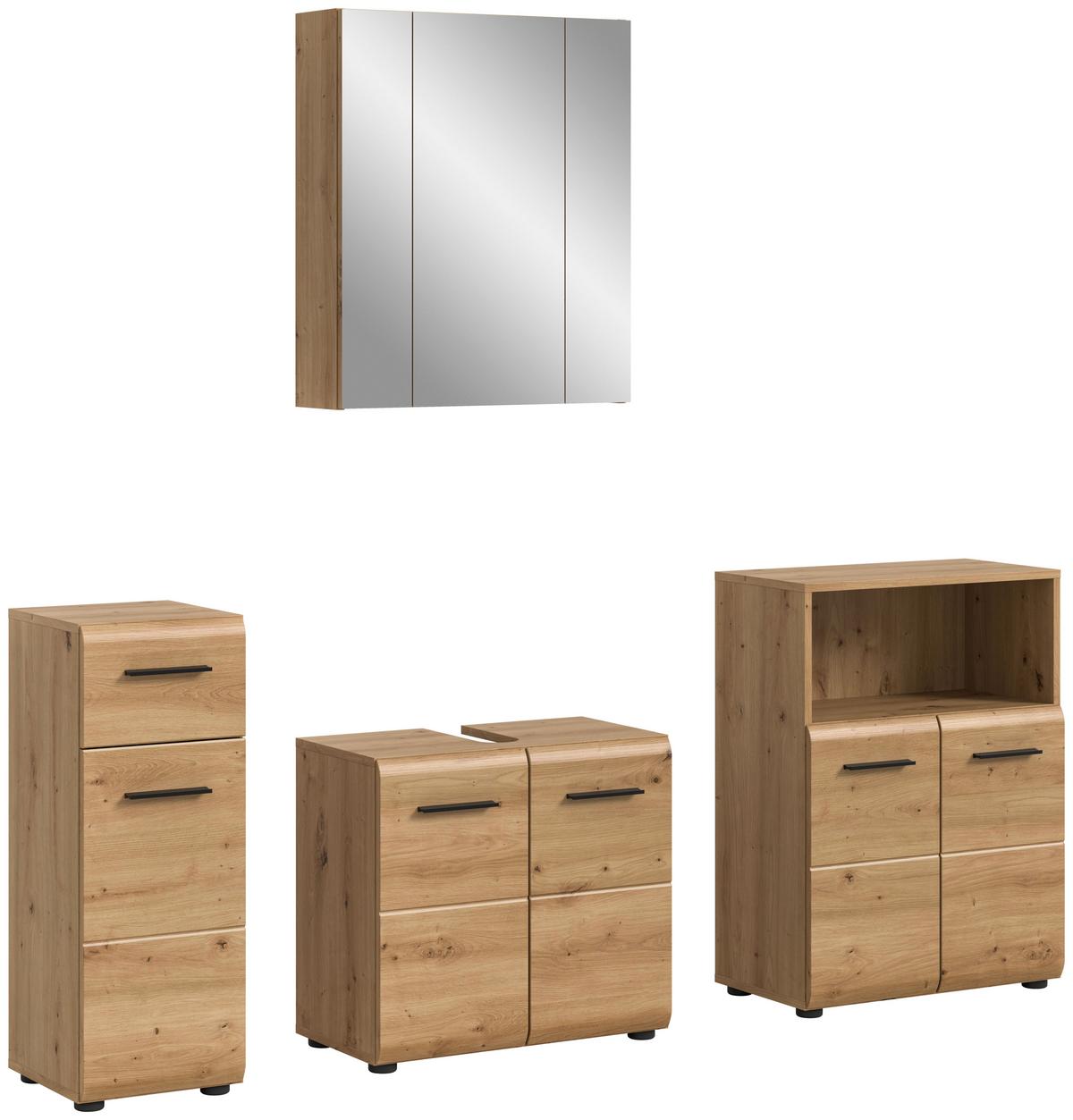Badezimmer Ice Eiche Artisan Dekor B: 150cm - Schwarz/Eiche Artisan, Basics, Holzwerkstoff (150cm) - MID.YOU
