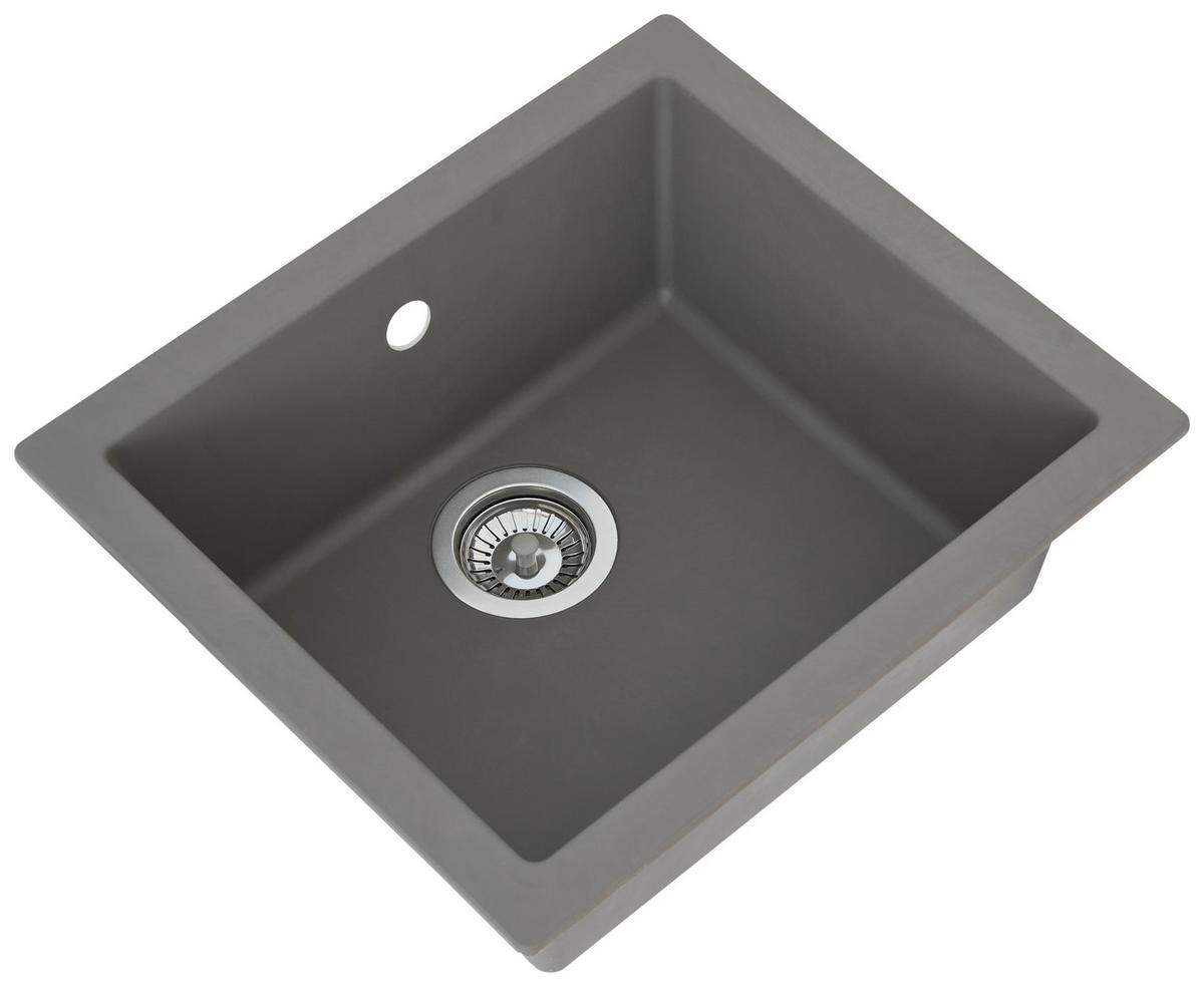 Spüle Respekta Ohio Kunststein Bxt: 50x44 Cm - Grau, Trend, Glas/Kunststoff (50/19/44cm) - Respekta