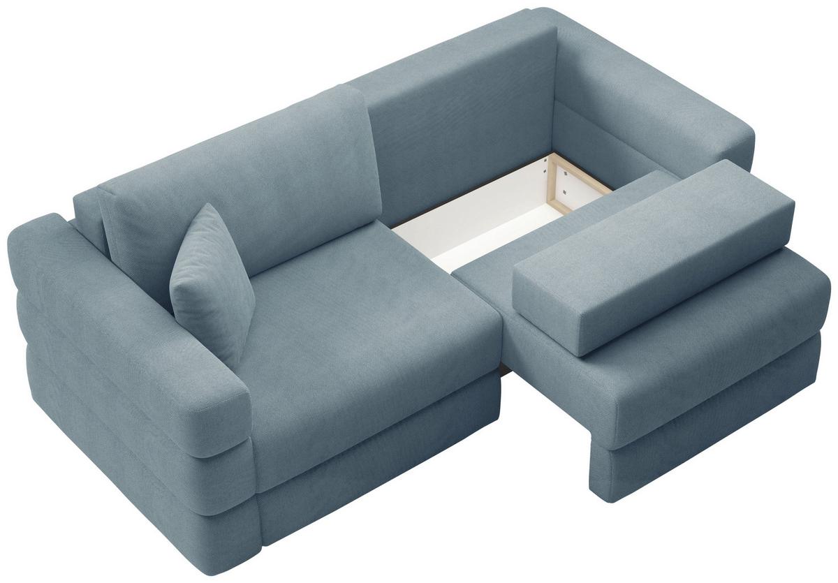 Schlafsofa Terazzo Blau B: 254cm - Blau/Schwarz, Design, Textil (254/93/167cm) - Livetastic