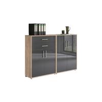 Aktenschrank Office Edition Anthr. Hg/eiche D. B: 168,8cm - Anthrazit Hochglanz/Sonoma Eiche, MODERN, Holzwerkstoff (168,8/113,6/33cm) - MID.YOU