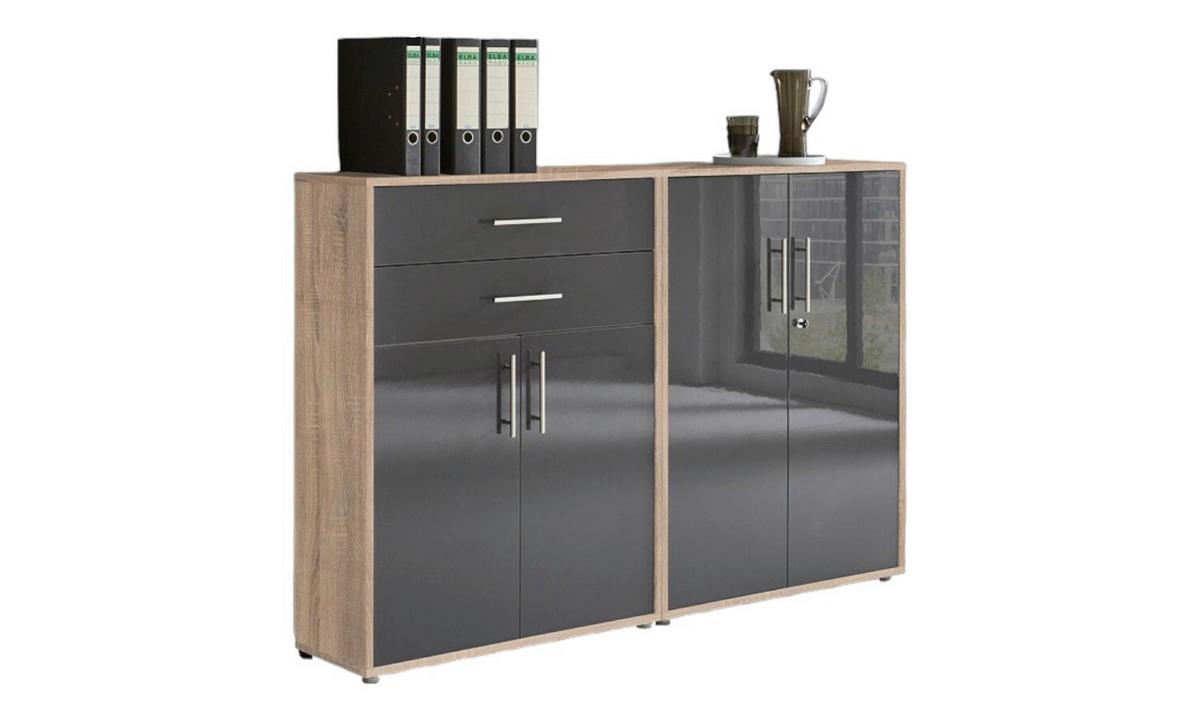 Aktenschrank Office Edition Anthr. Hg/eiche D. B: 168,8cm - Anthrazit Hochglanz/Sonoma Eiche, MODERN, Holzwerkstoff (168,8/113,6/33cm) - MID.YOU