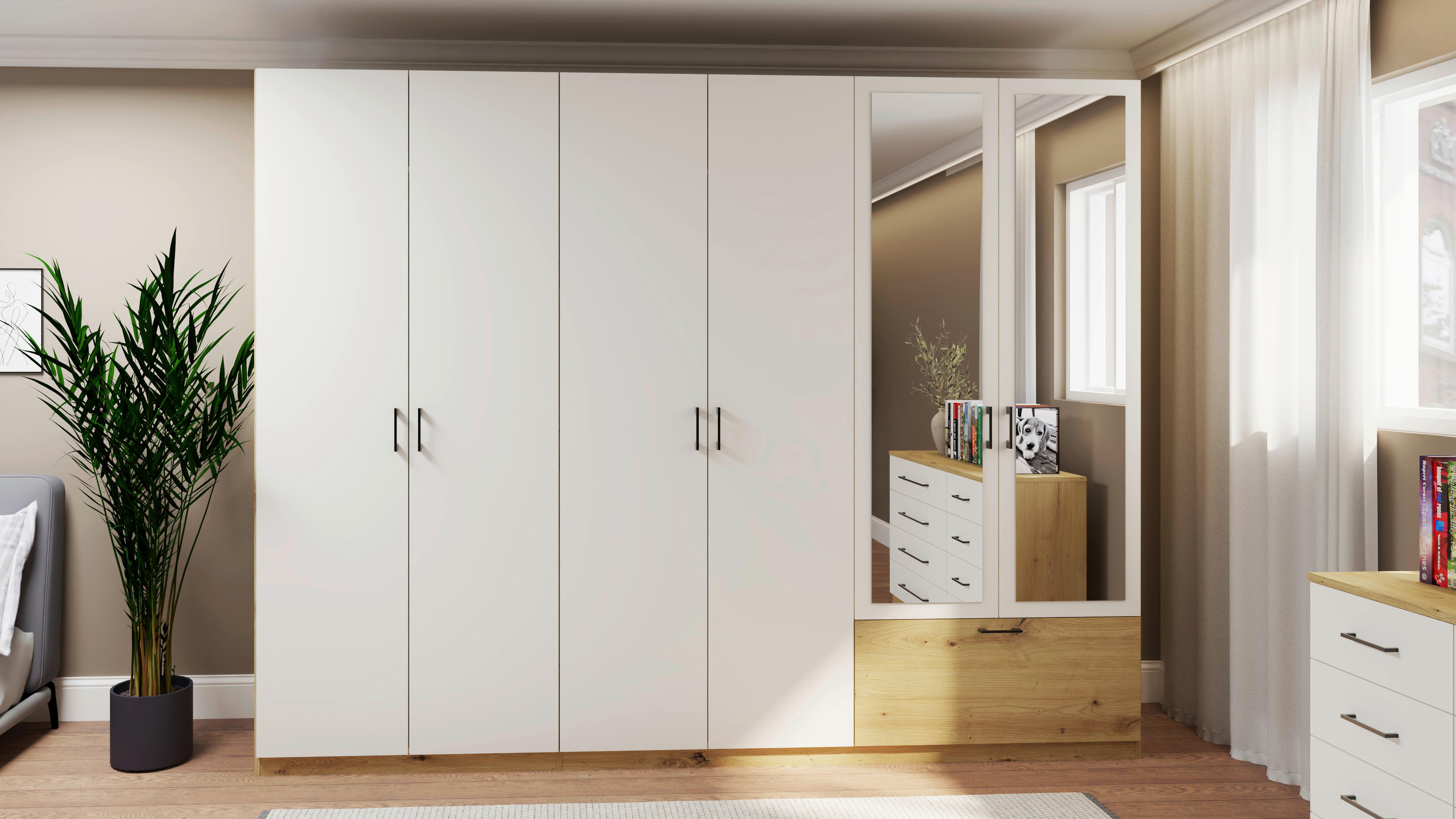 Kleiderschrank Mila - Klar/Eiche Artisan, KONVENTIONELL, Glas/Holzwerkstoff (269/210/54cm)