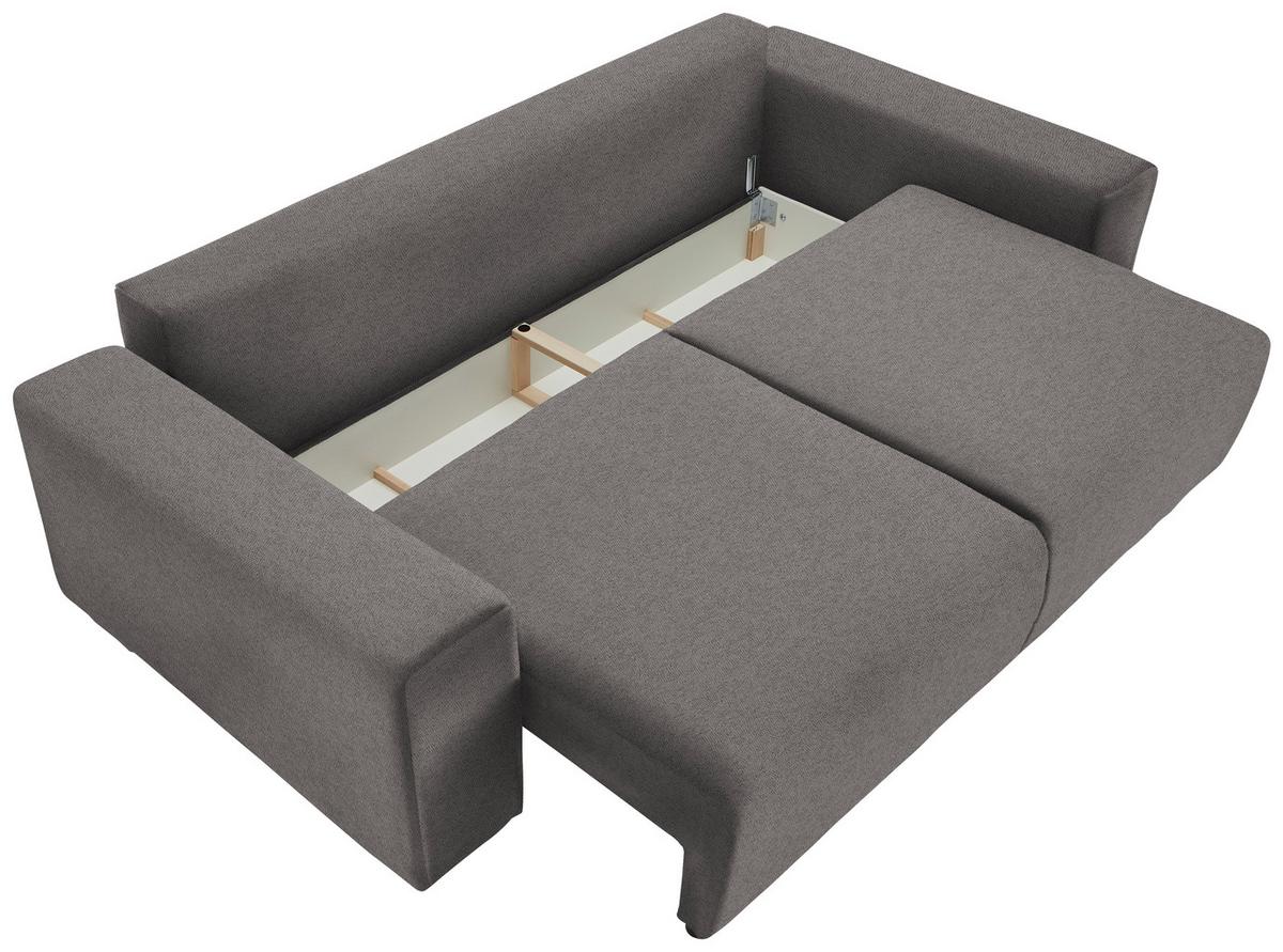 Schlafsofa Vouge Grau Bxhxt: 255x86x123 Cm - Buchefarben/Schwarz, KONVENTIONELL, Textil (255/86/123cm) - Livetastic