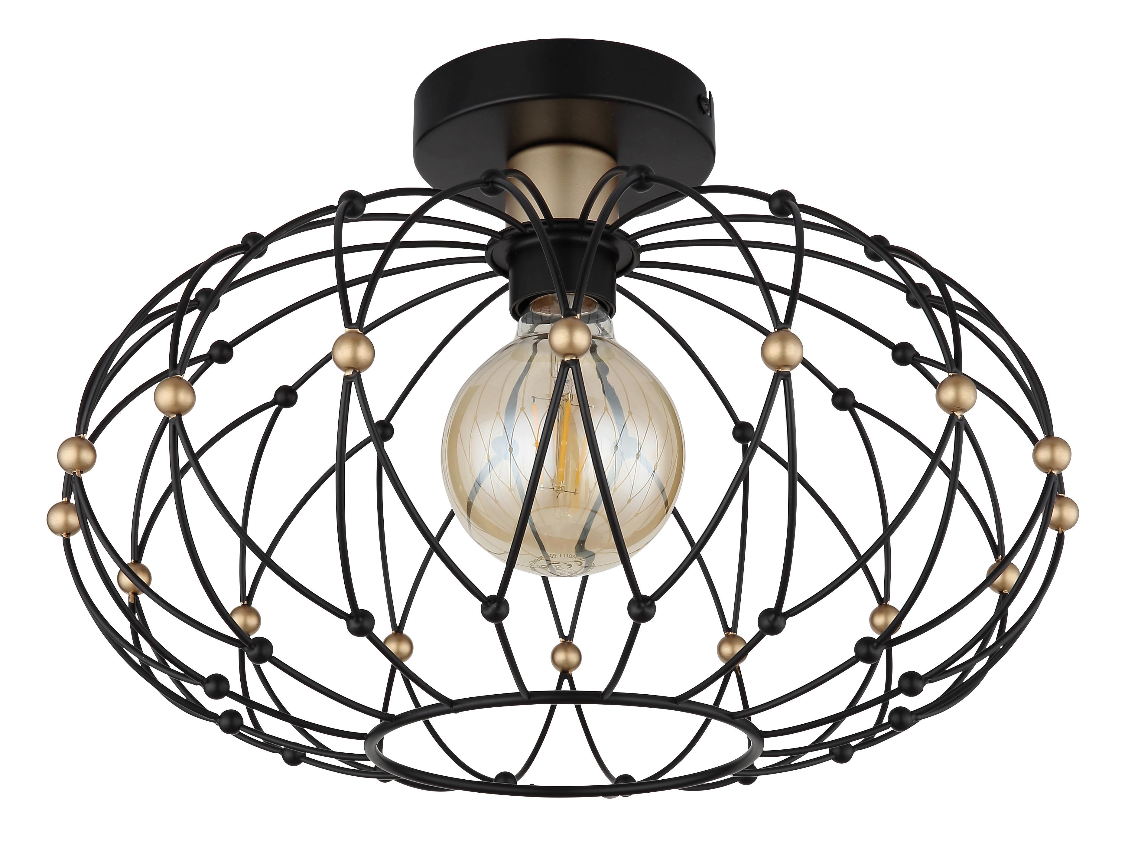 Deckenleuchte Schwarz Goldfarben D: 40 Cm - Goldfarben/Schwarz, Design, Metall (40/25cm) - Globo