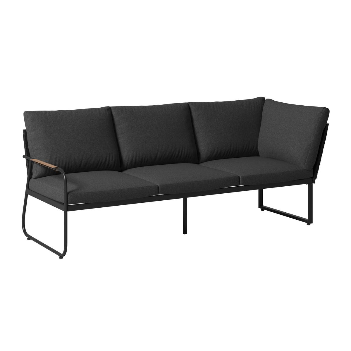 Loungegarnitur Granada - Dunkelgrau/Naturfarben, MODERN, Glas/Textil (194/192cm) - Beldano