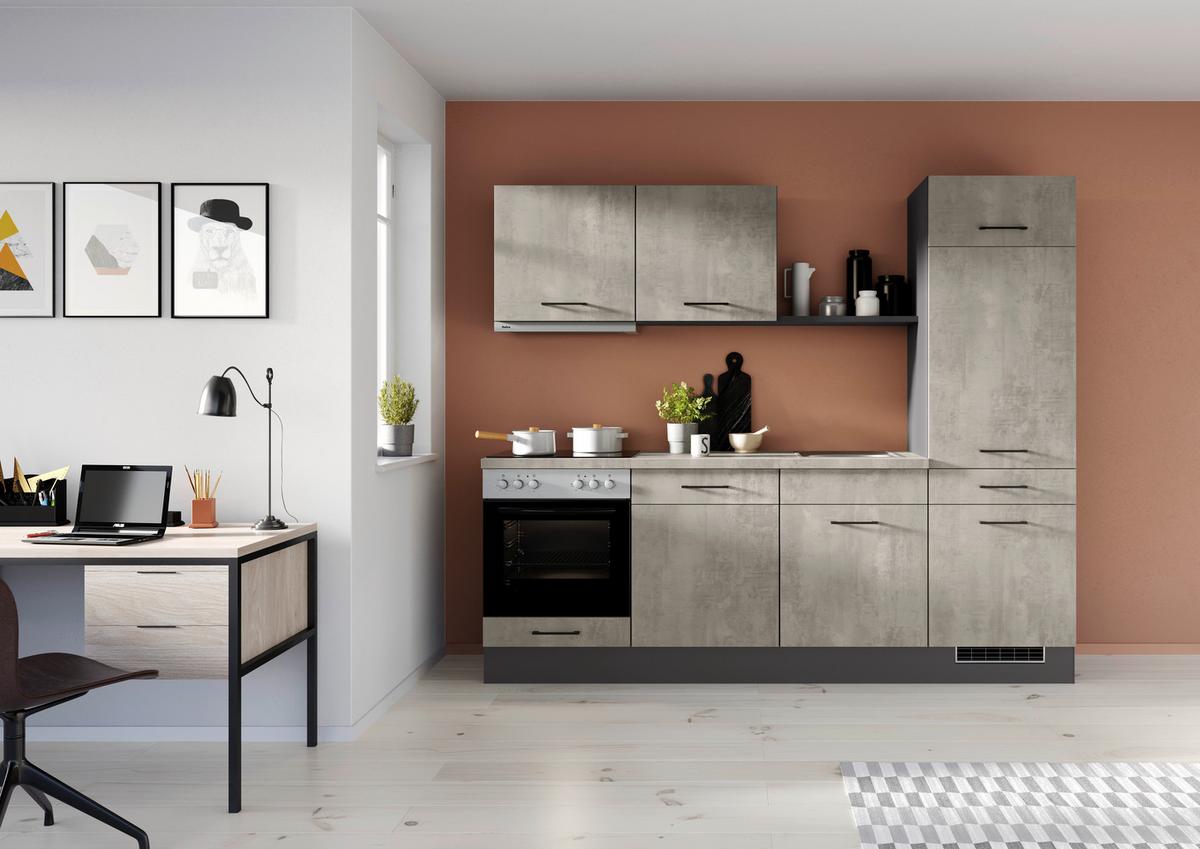 Küchenblock Ip120 Grau B: 240 cm - Graphitfarben/Grau, Trend, Holzwerkstoff (240cm) - Impuls