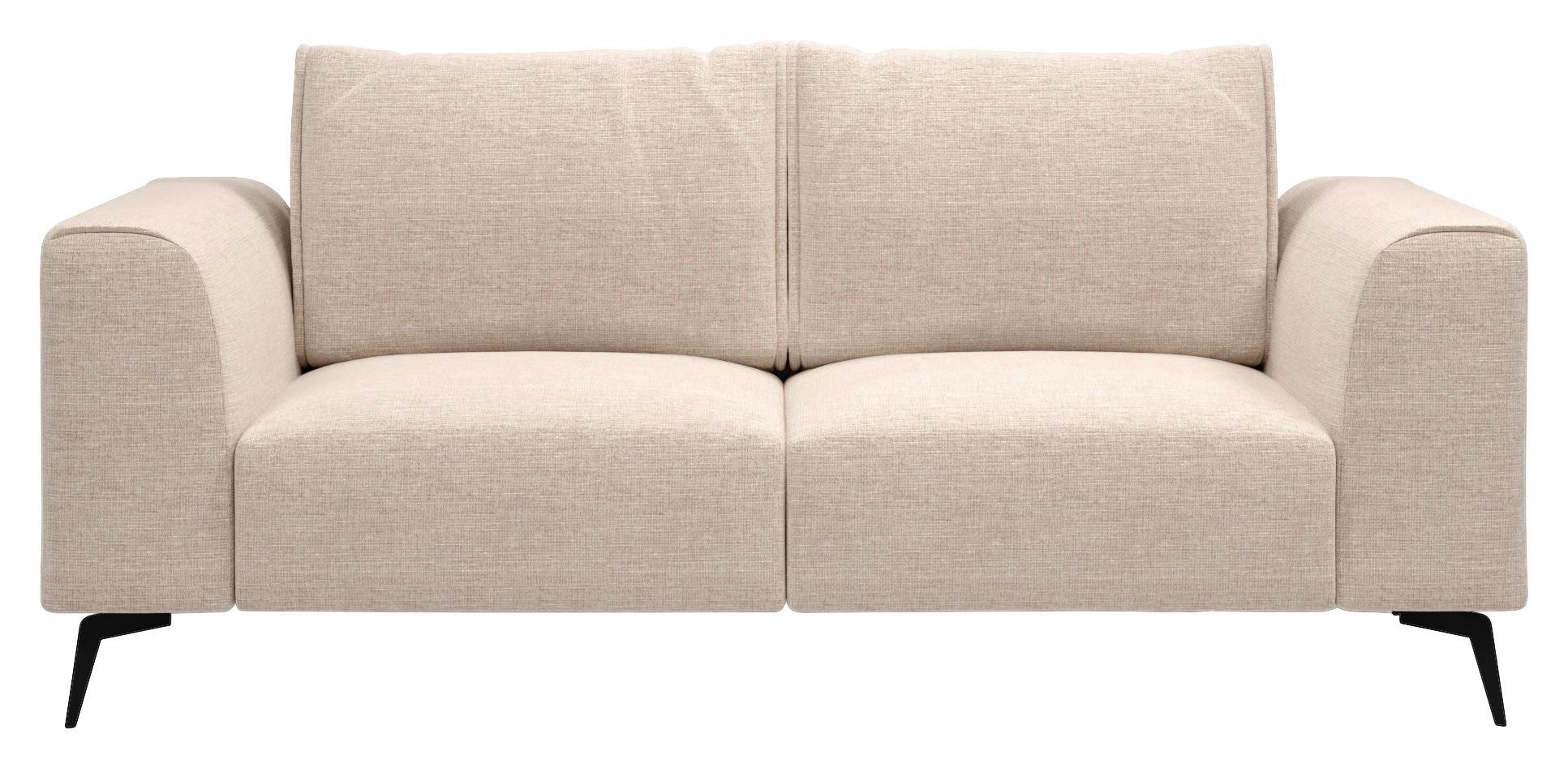 Dvojmiestna pohovka SEUL, béžová - čierna/béžová, Design, kov/drevo (186/88/90cm) - MID.YOU