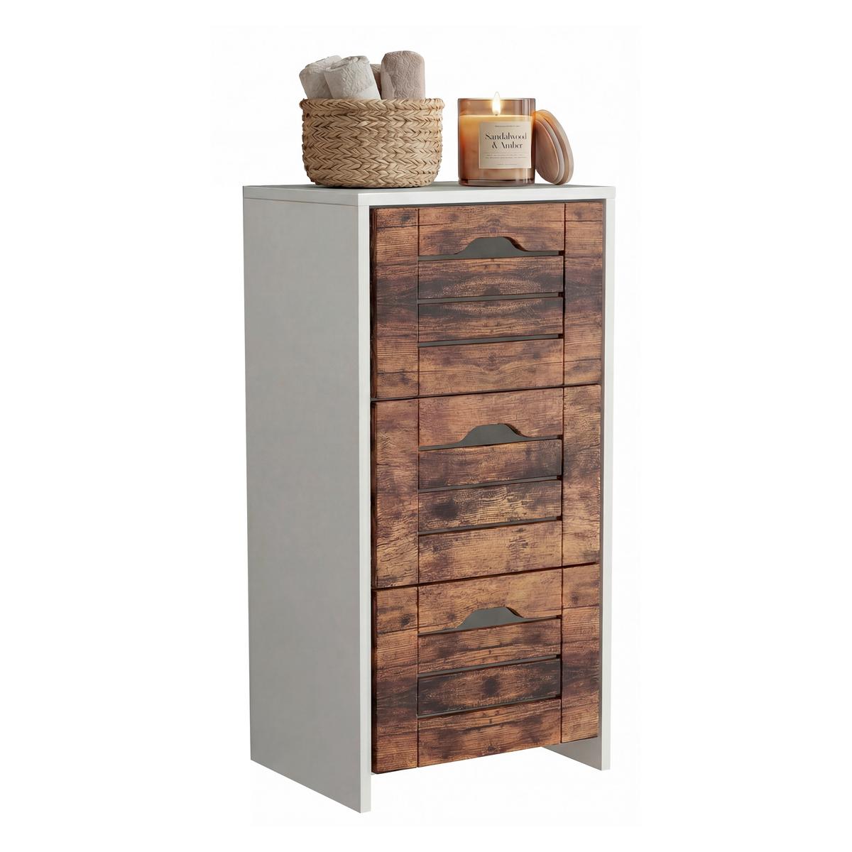 Midischrank Flonali Weiß/Eichefarben B: 38cm - Eichefarben/Weiß, Trend, Holzwerkstoff (38/76/28cm) - MID.YOU
