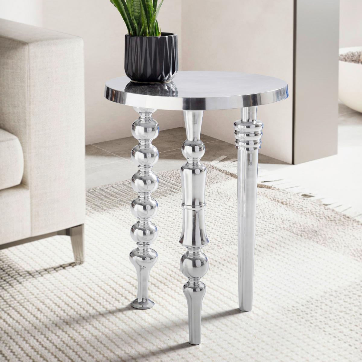 Beistelltisch Aluminum Silberfarben D: 44cm - Silberfarben, Design, Metall (44/63cm) - MID.YOU